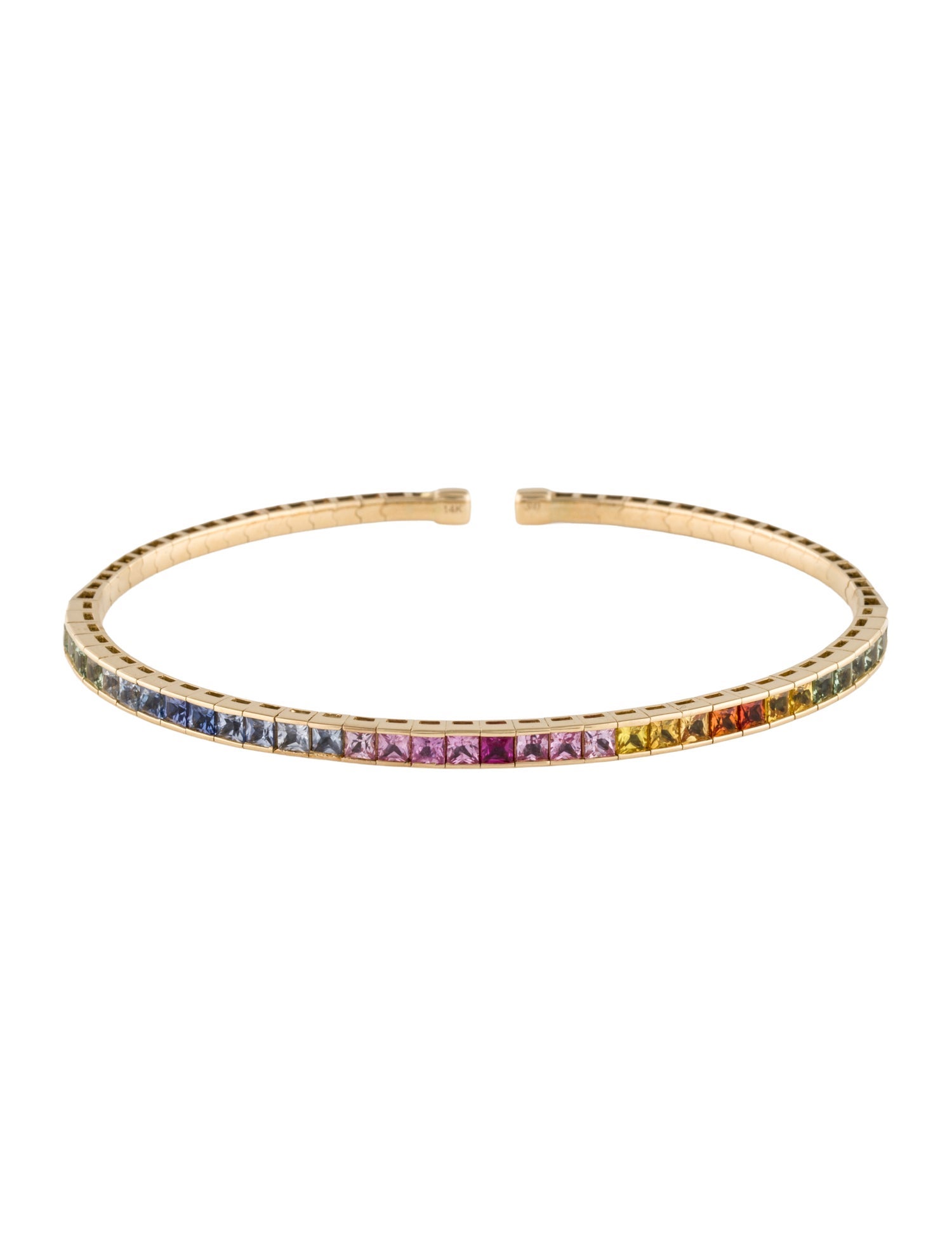 Bracelet 14K 3.25ctw Sapphire Rainbow Cuff
