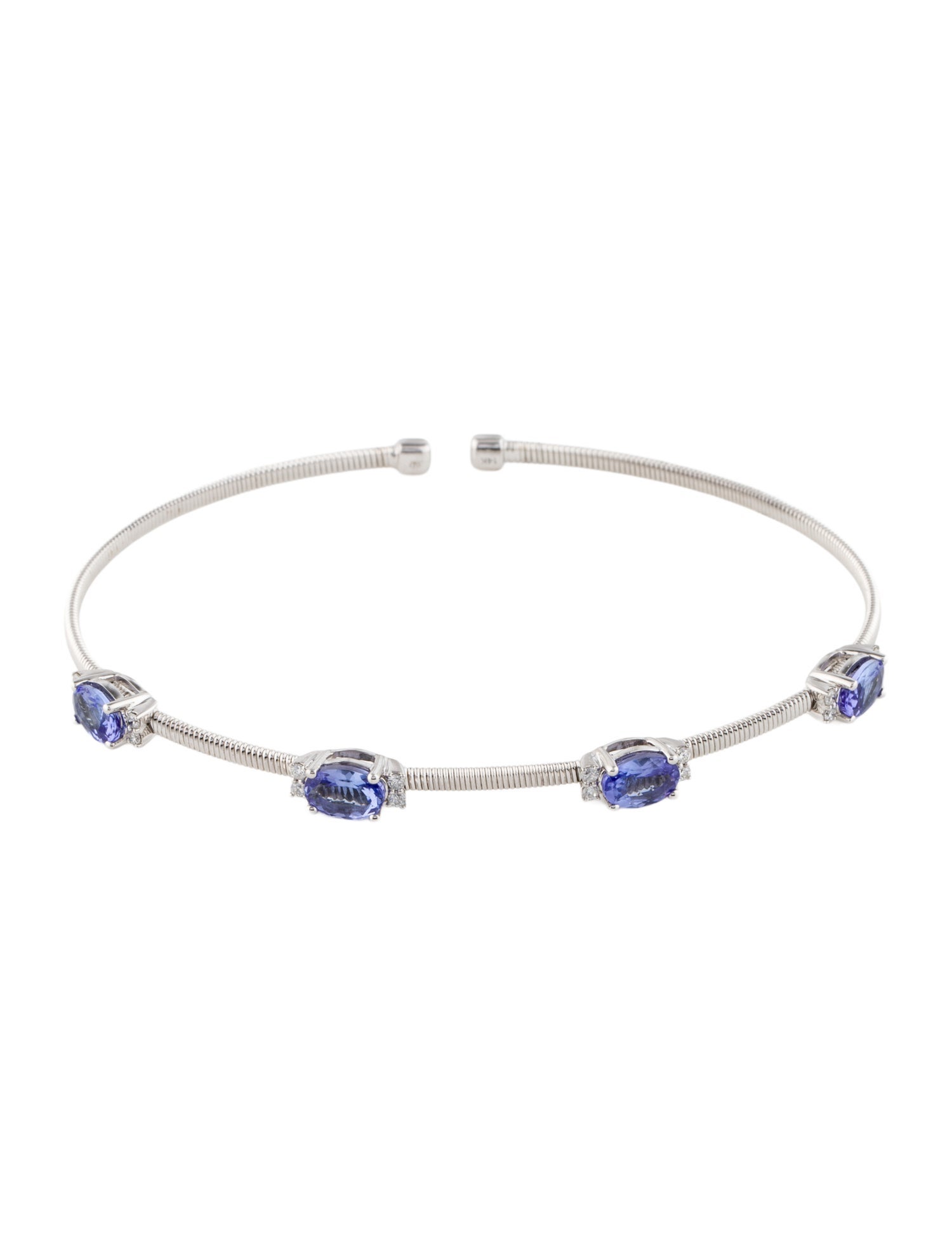 Bracelet 14K 2.26ctw Tanzanite & Diamond Station Cuff Bracelet