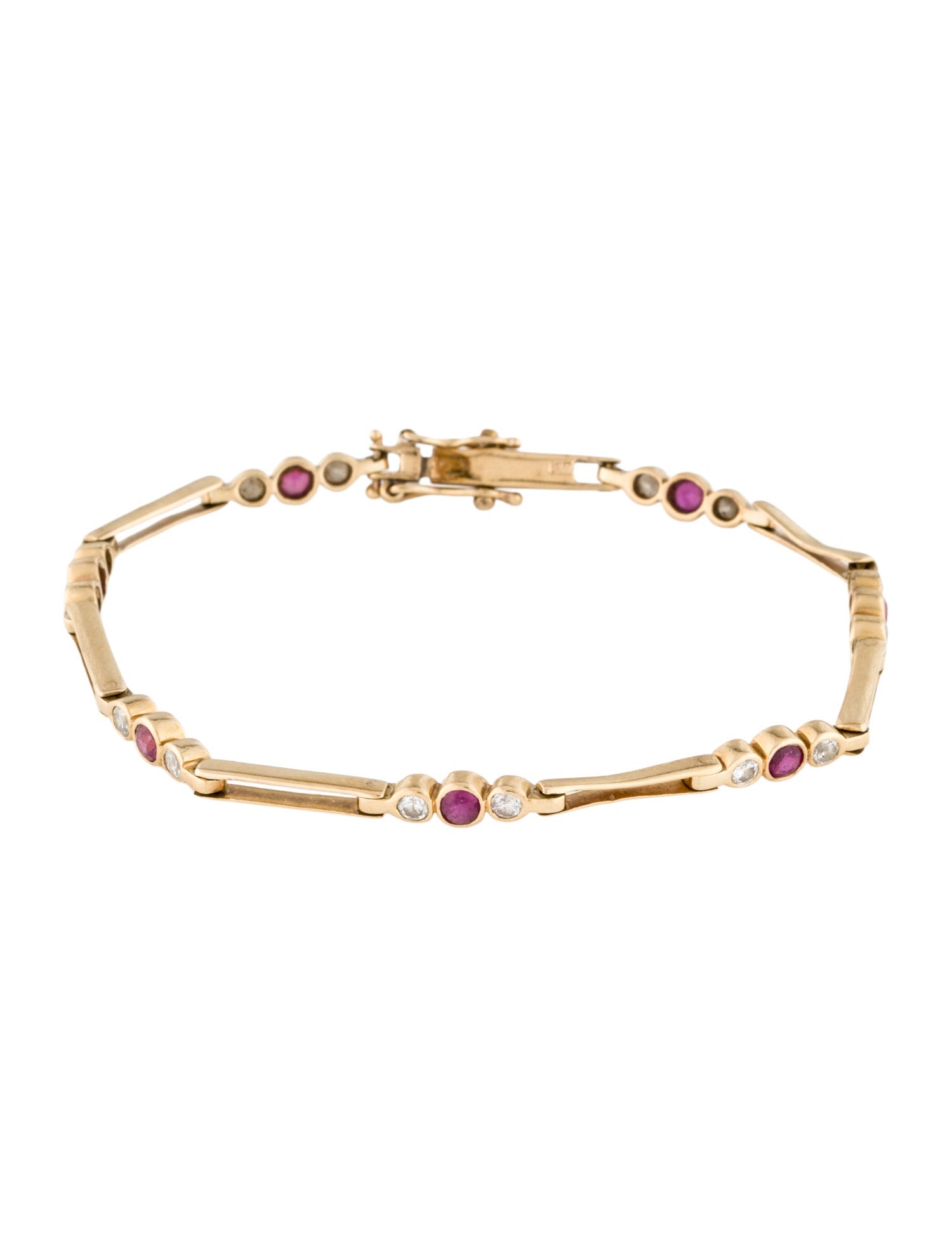 Bracelet 14K Ruby & Diamond Link