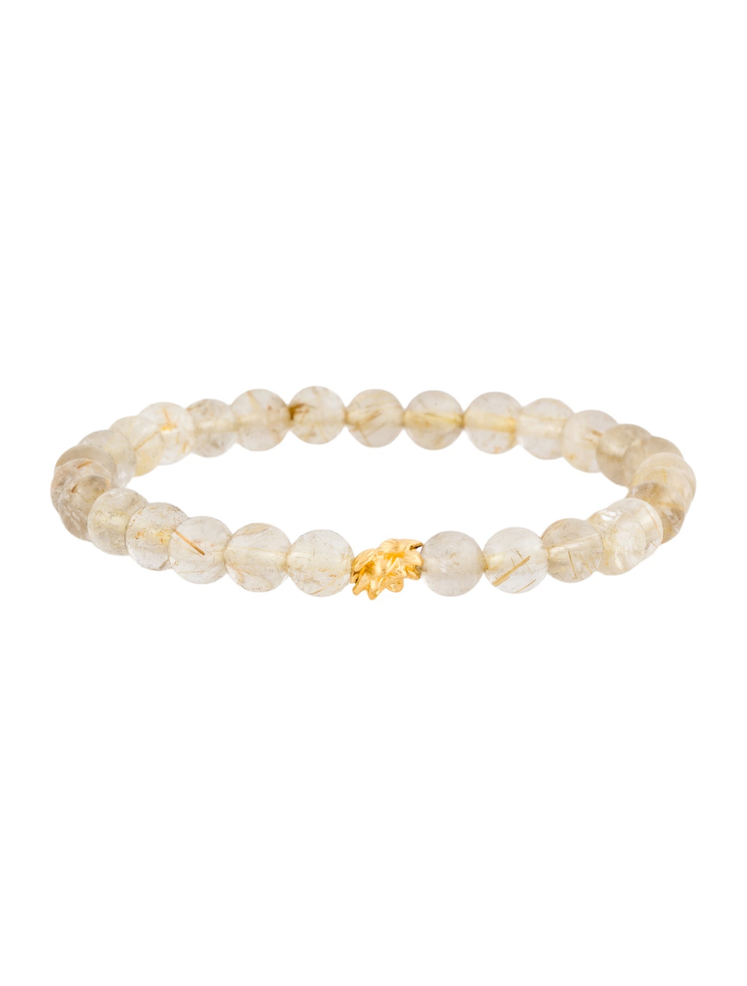 Bracelet 24K Rutilated Quartz Lotus Bead