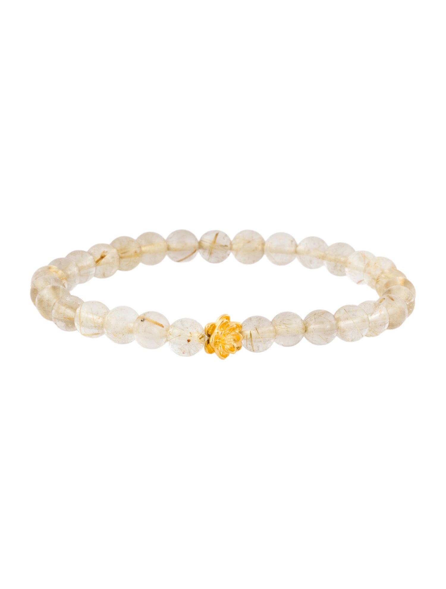Bracelet 24K Rutilated Quartz Lotus Bead