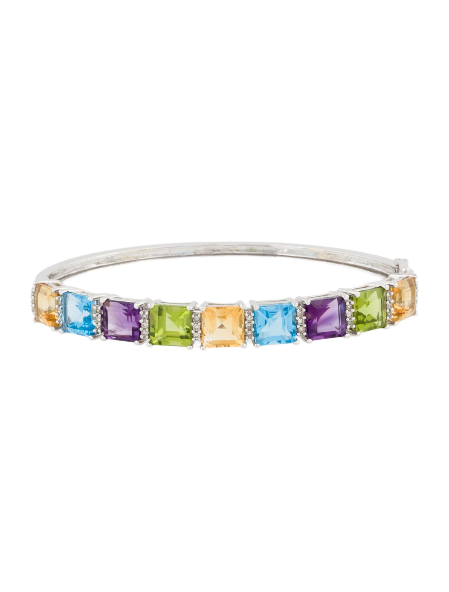 Bracelet 14K 16.68ctw Multistone & Diamond Hinged Bangle