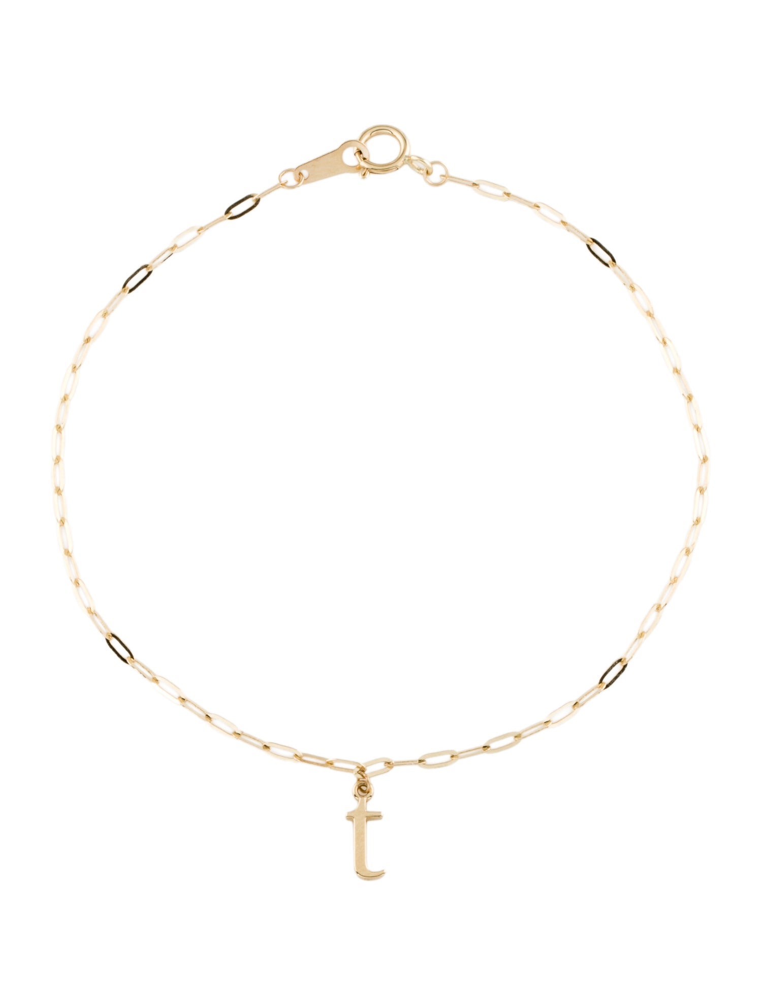 Bracelet 14K Letter 'T' Initial Charm Bracelet