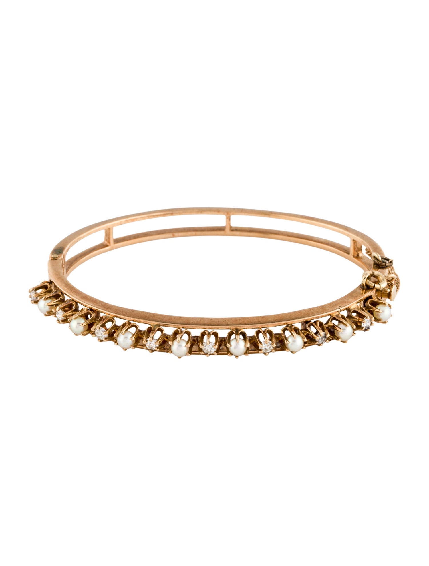 Bracelet 14K Pearl & Diamond Bangle