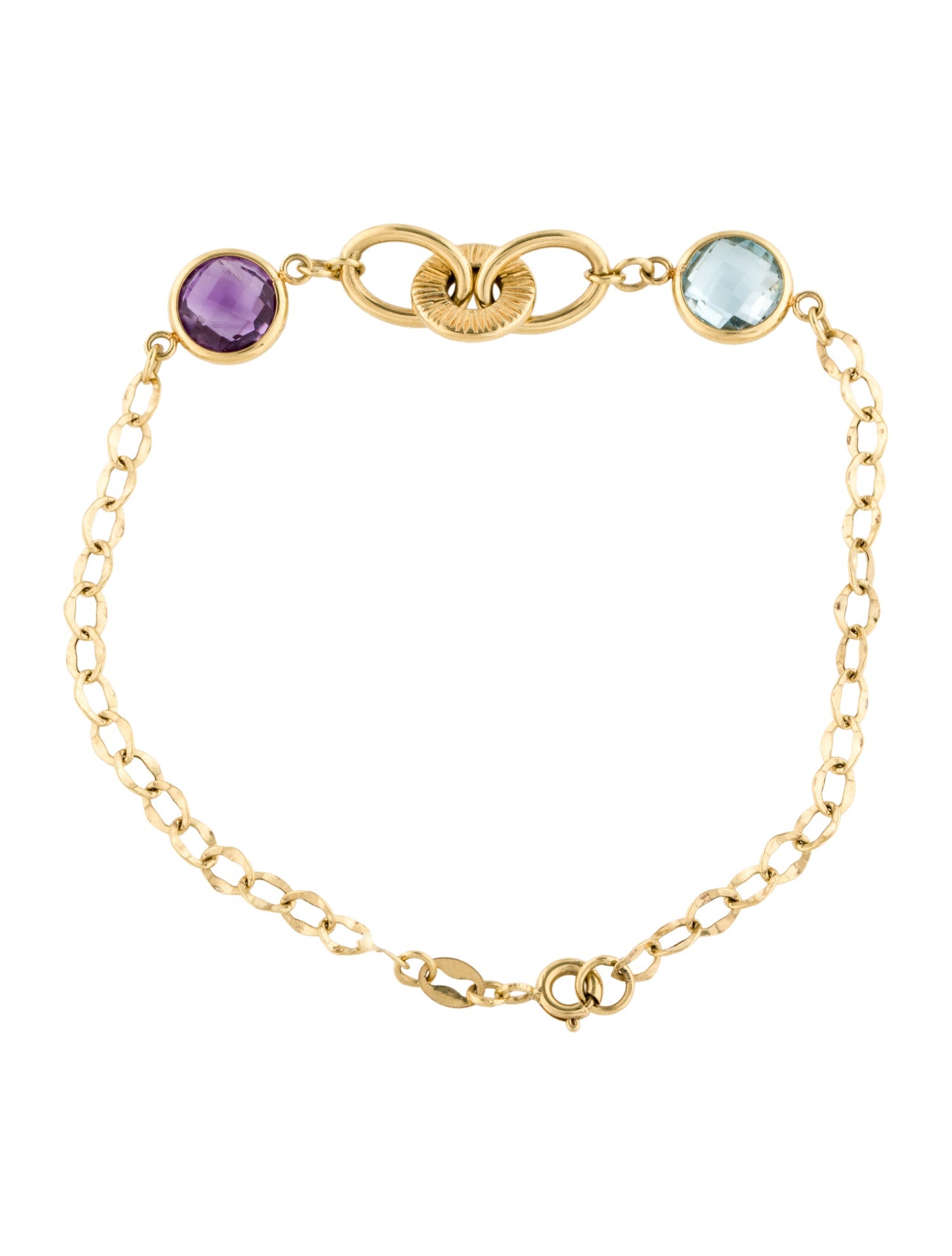 Bracelet 14K Topaz & Amethyst Station Bracelet