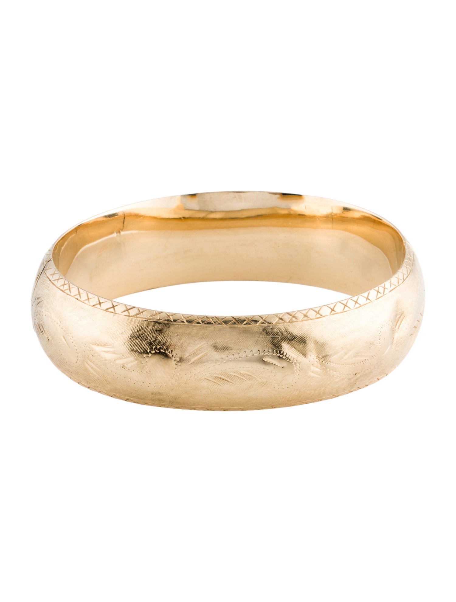 Bracelet 14K Etched Hinged Bangle
