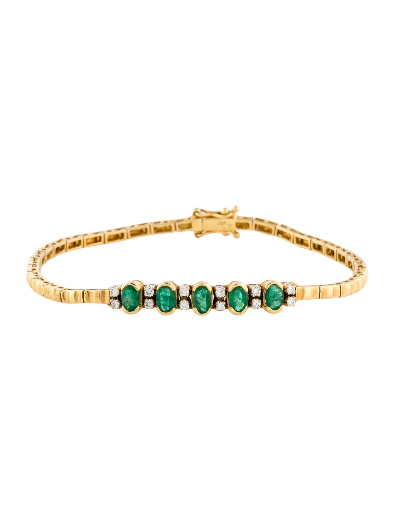 Bracelet 18K 1.15ctw Emerald & Diamond Link Bracelet