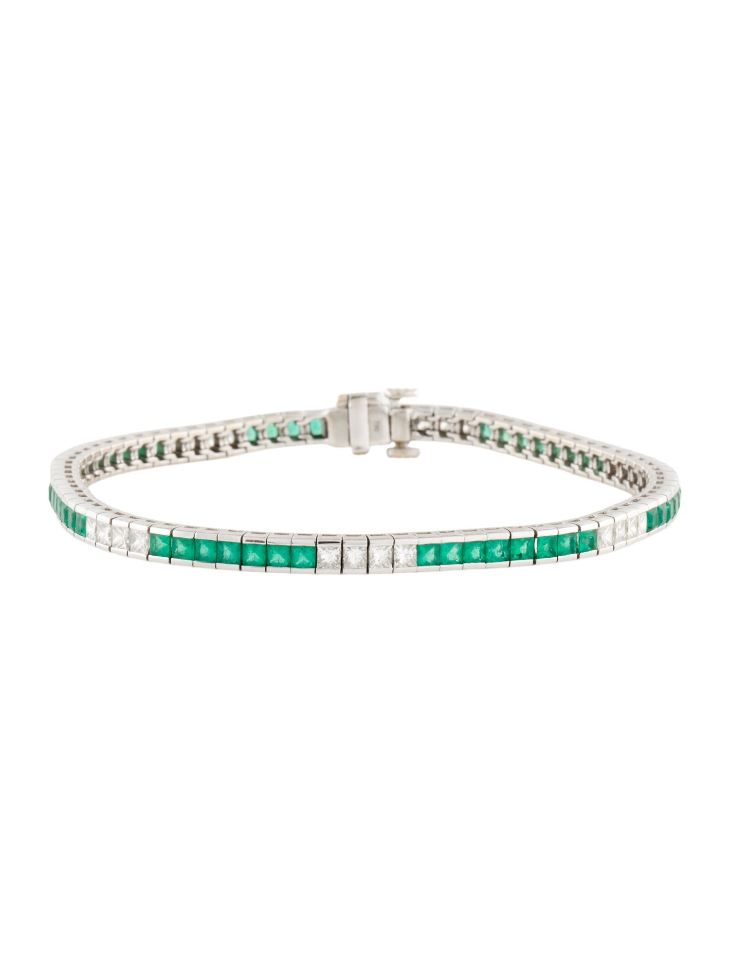 Bracelet 18K 2.70ctw Emerald & Diamond Link Bracelet