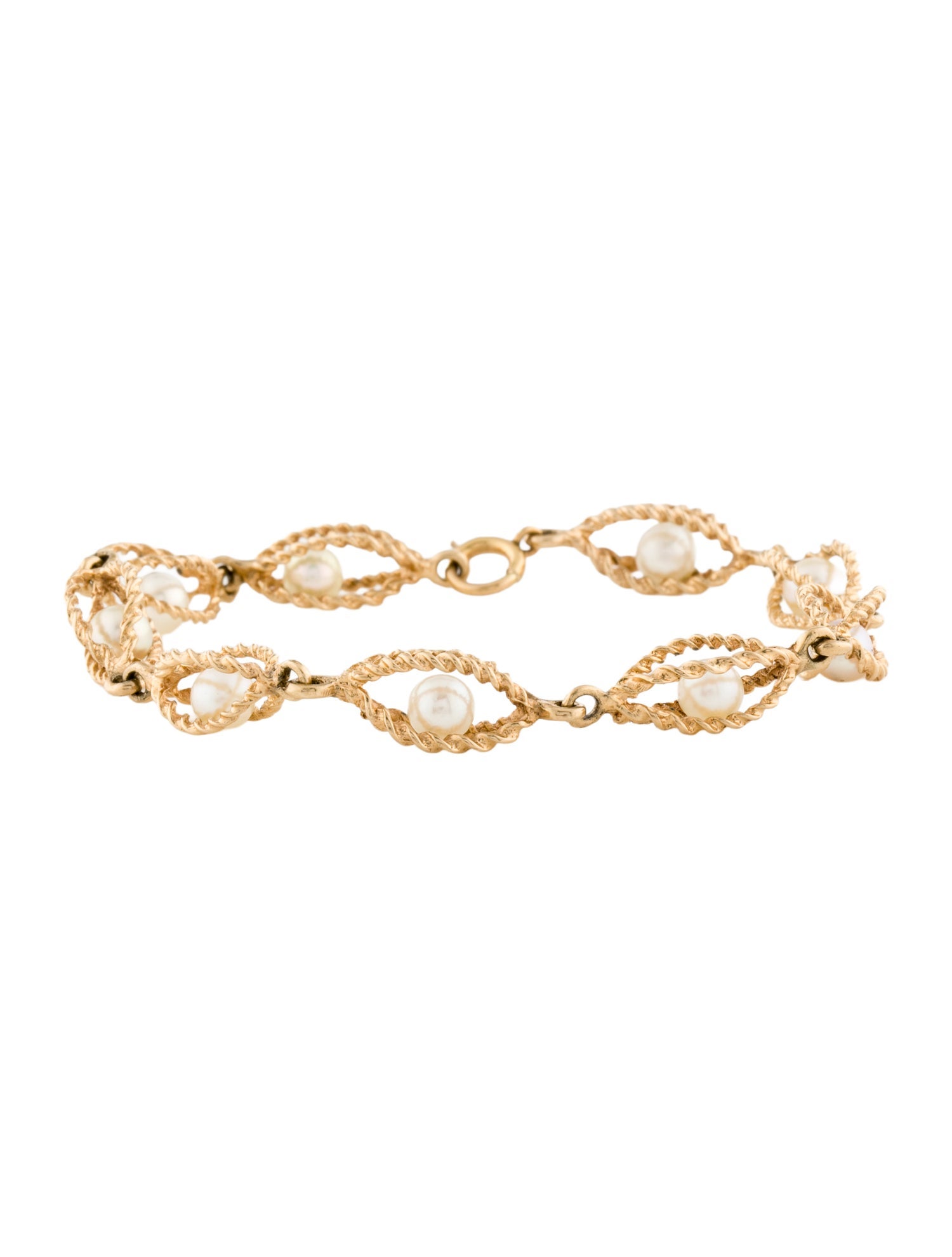 Bracelet 14K Pearl Cage Link