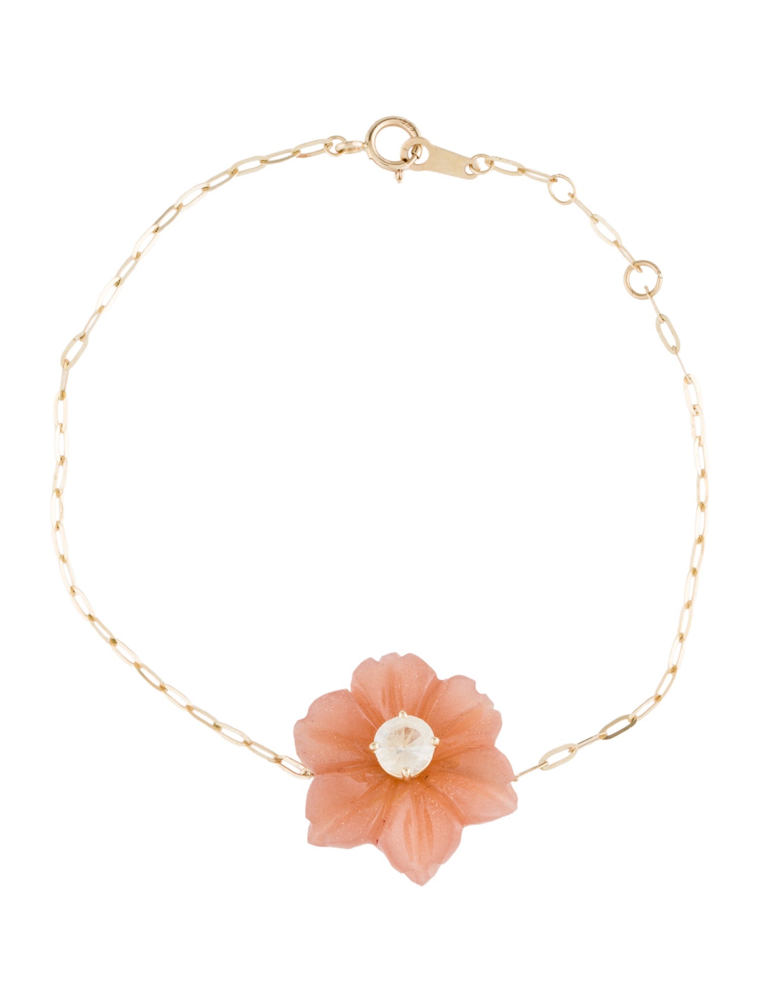 Bracelet 14K Sunstone & Sapphire Flower Station