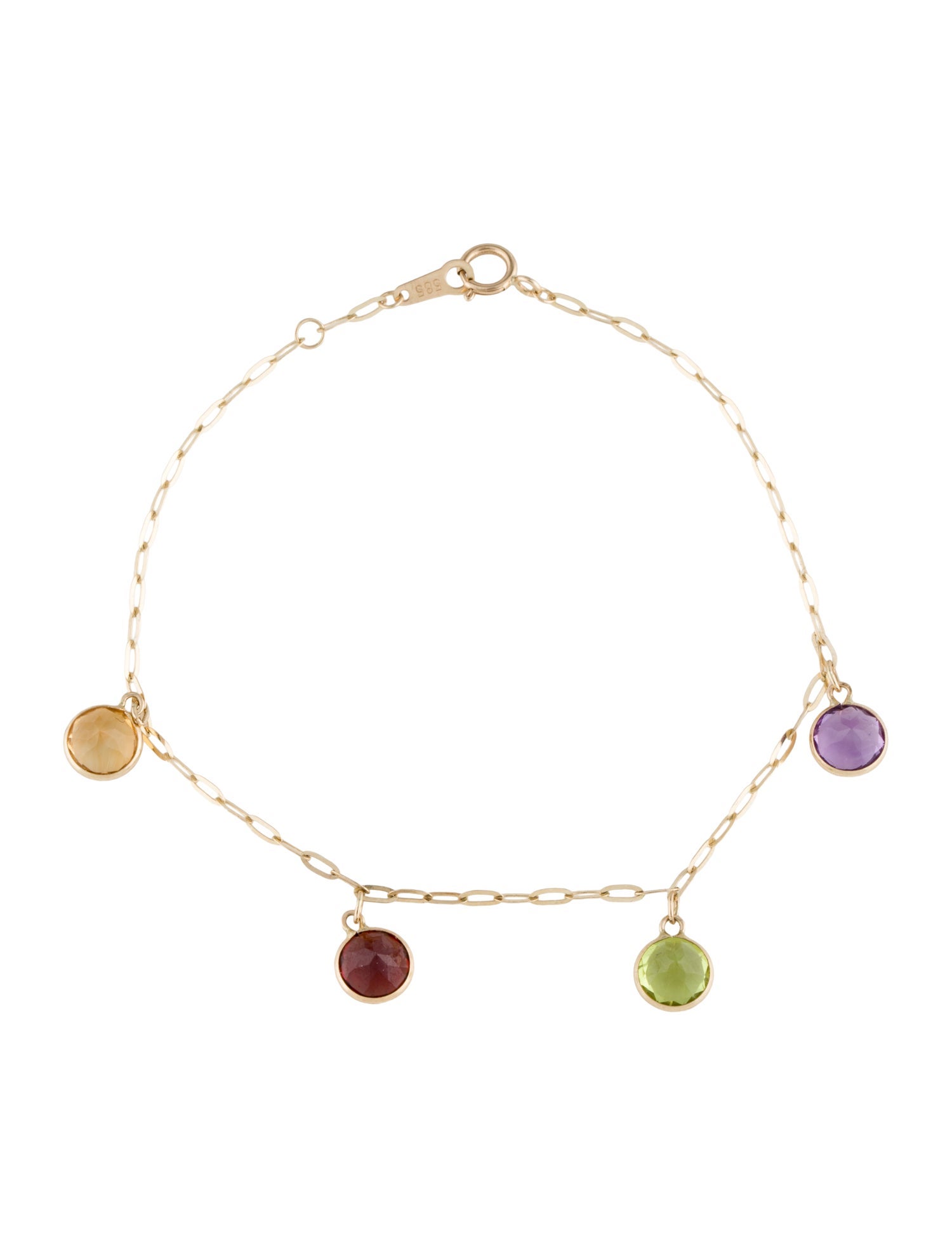 Bracelet 14K Multistone Charm