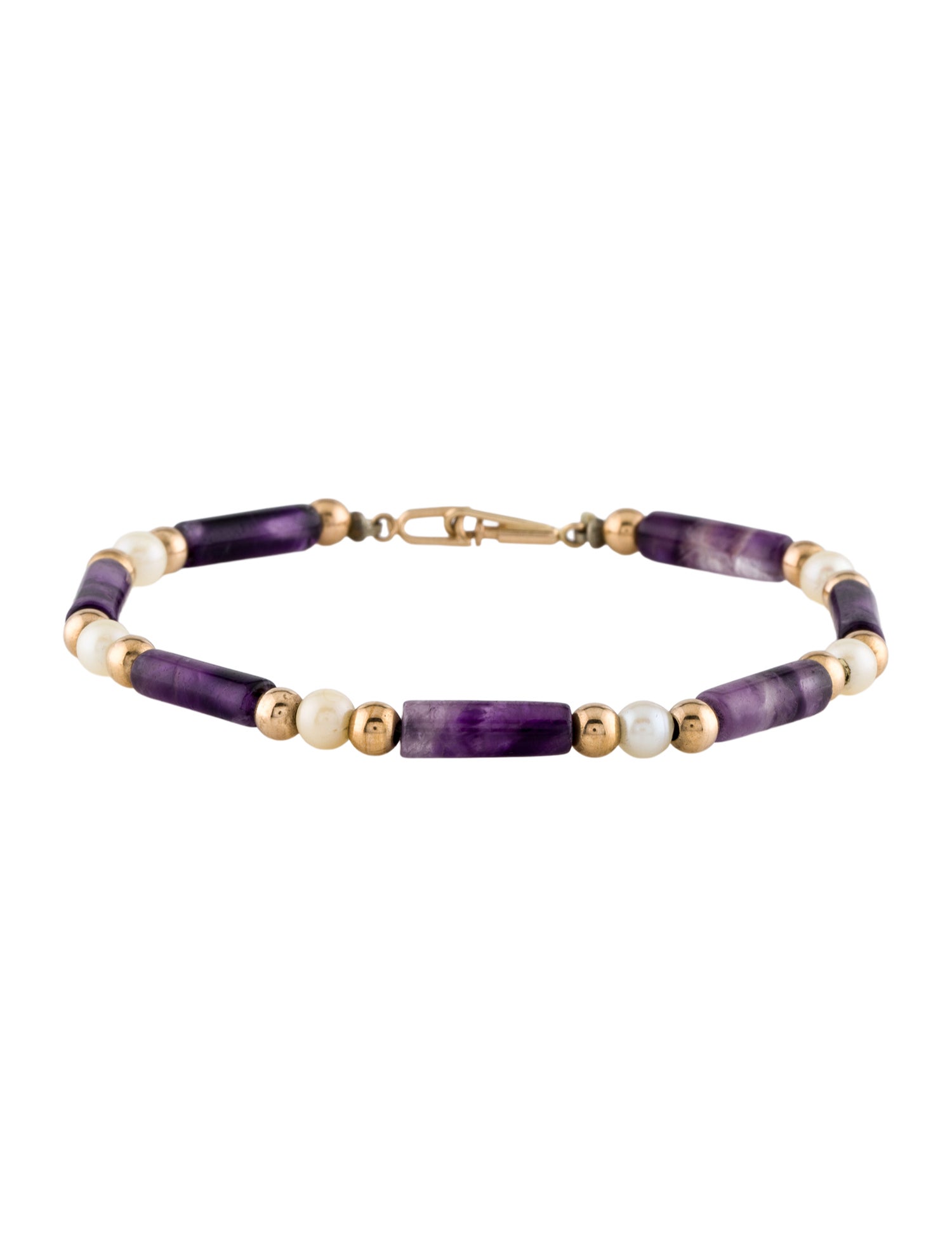 Bracelet 14K Amethyst & Pearl Station