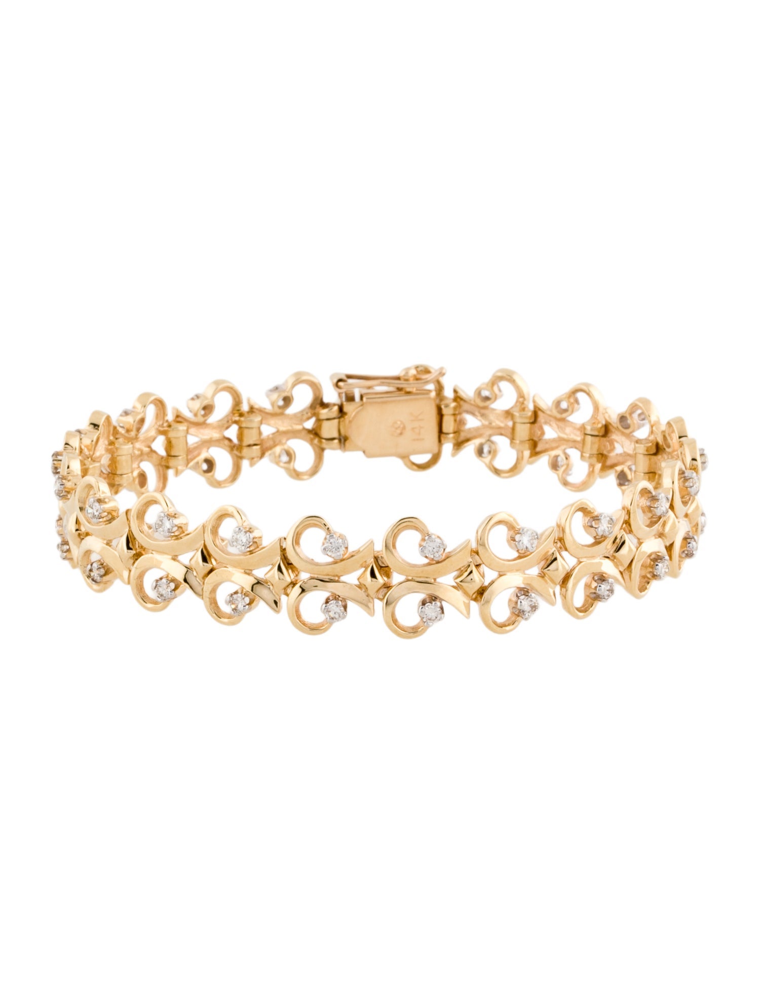 Bracelet 14K Diamond Scroll Link