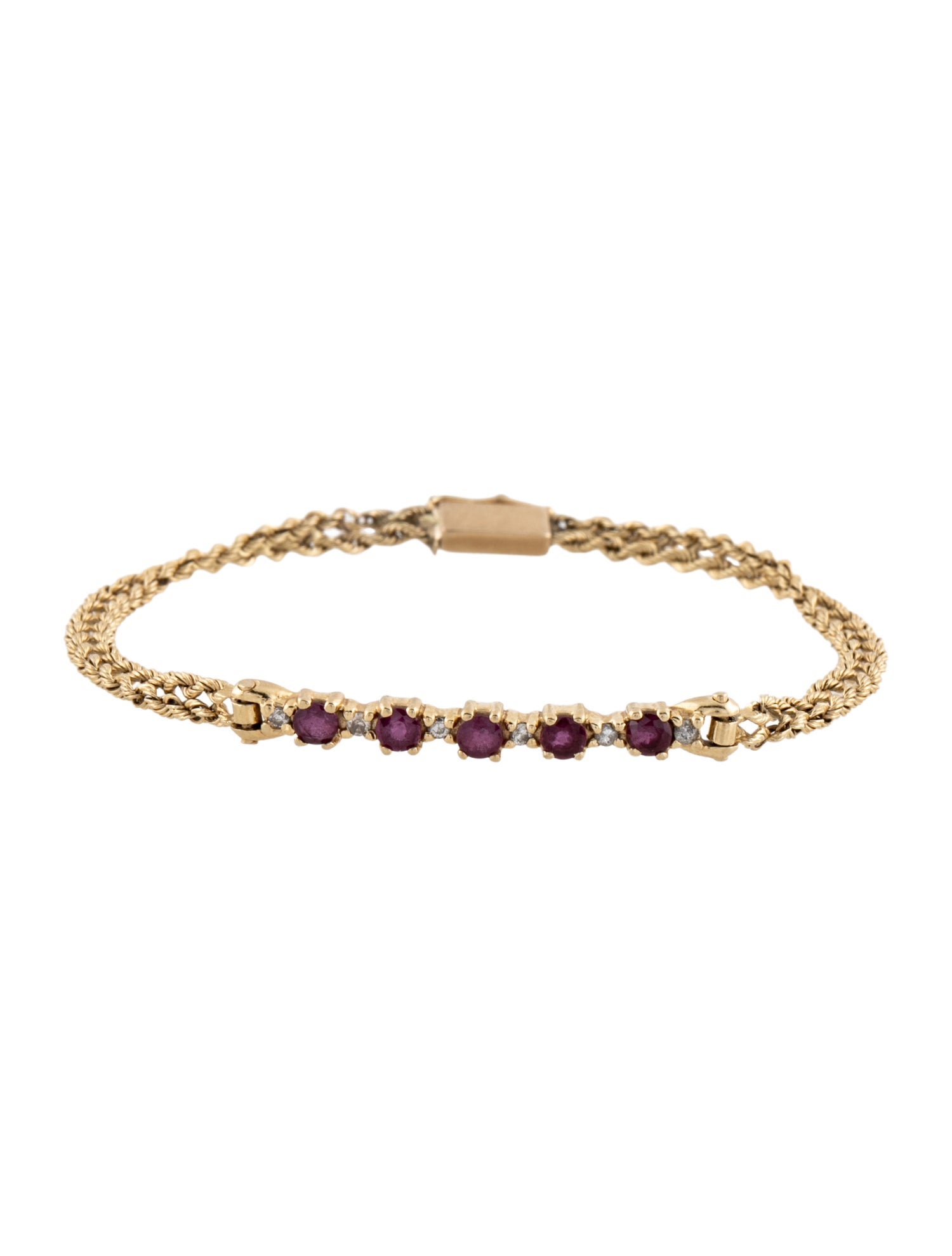 Bracelet 14K Ruby & Diamond Bar Station