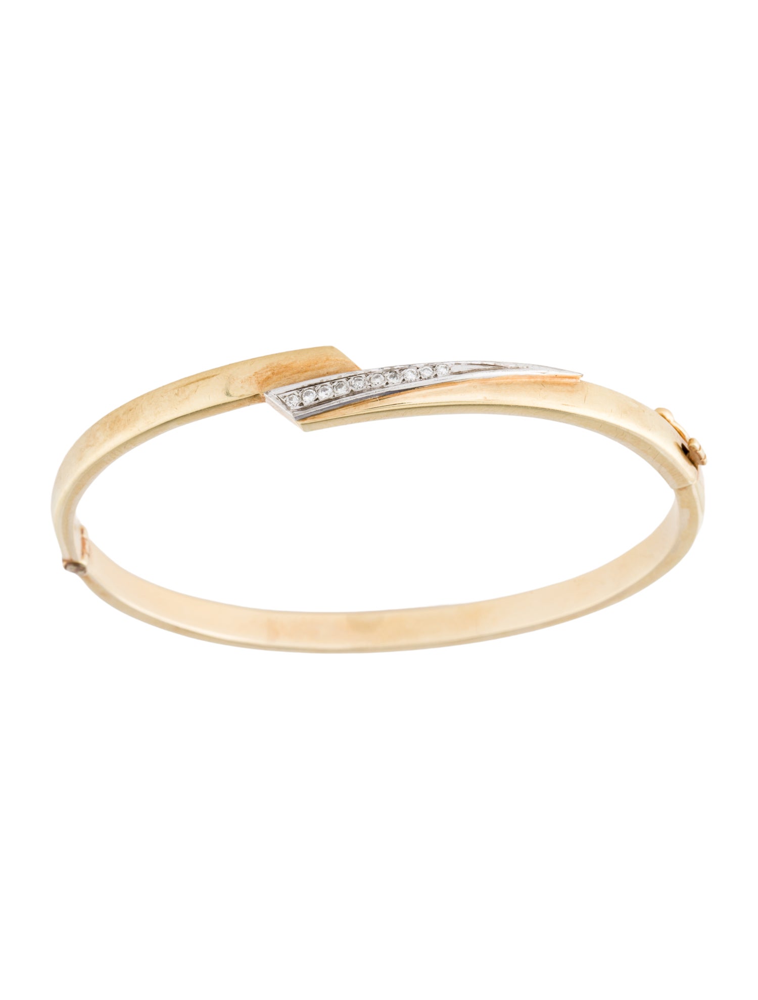 Bracelet 14K Diamond Hinged Bangle Barcelet