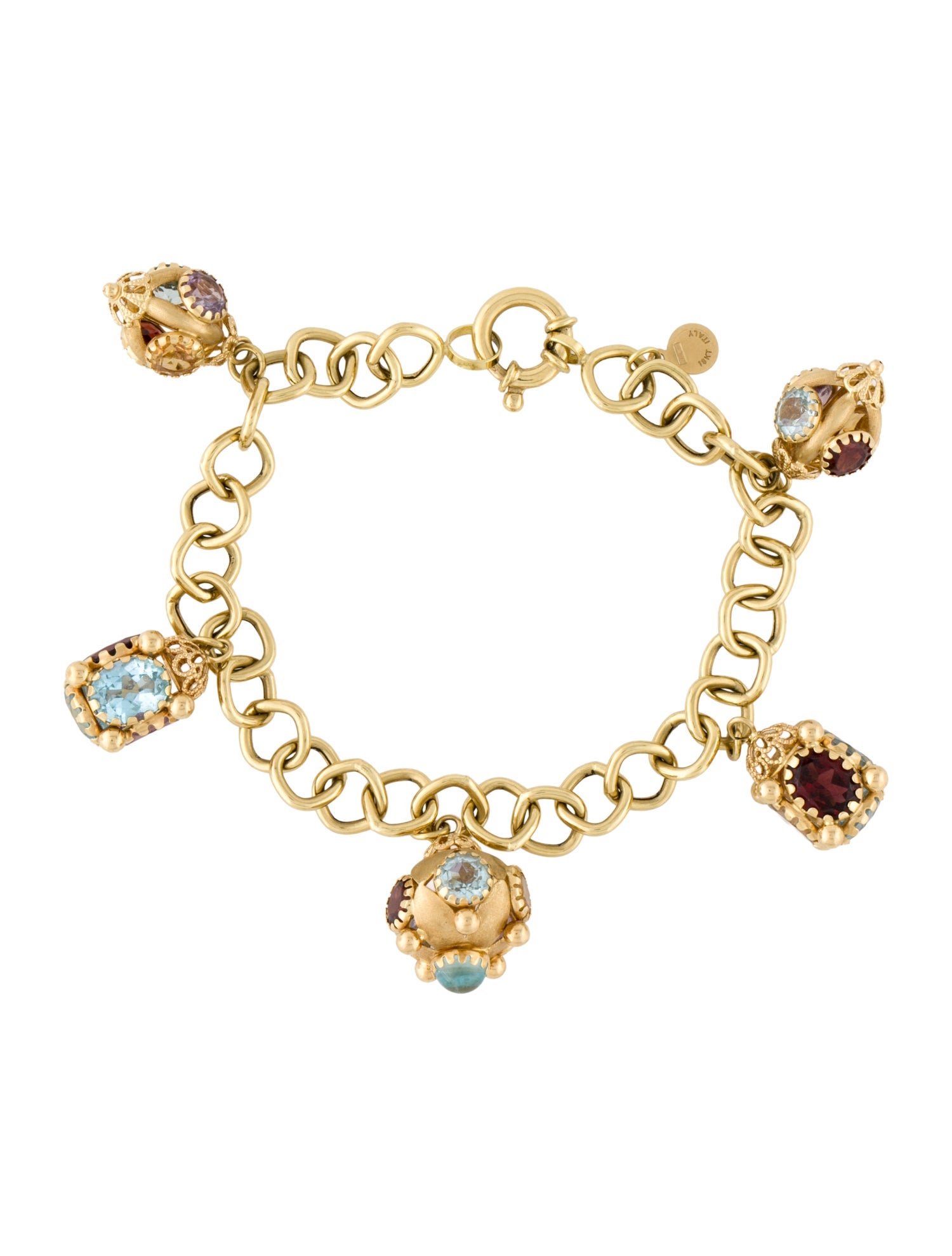 Bracelet 18K Multistone Ornate Charm