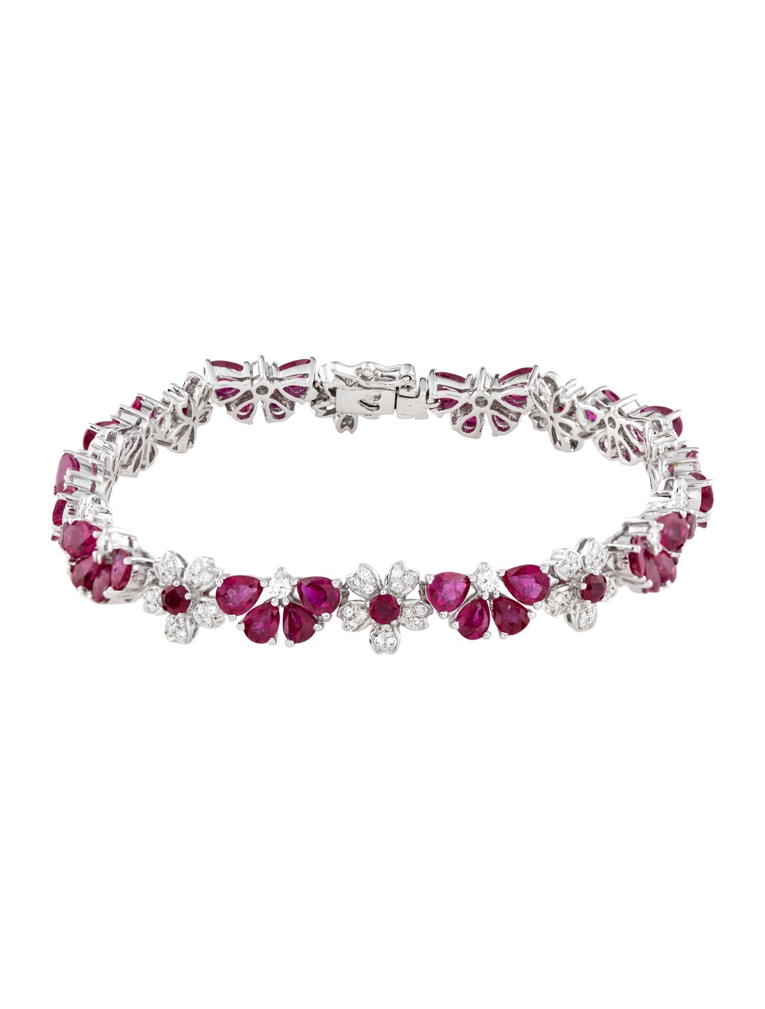 Bracelet 18K Ruby & Diamond Floral Link