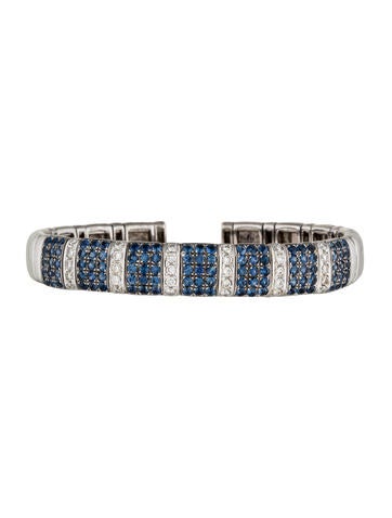 18K Blue Sapphire & Diamond Open Cuff