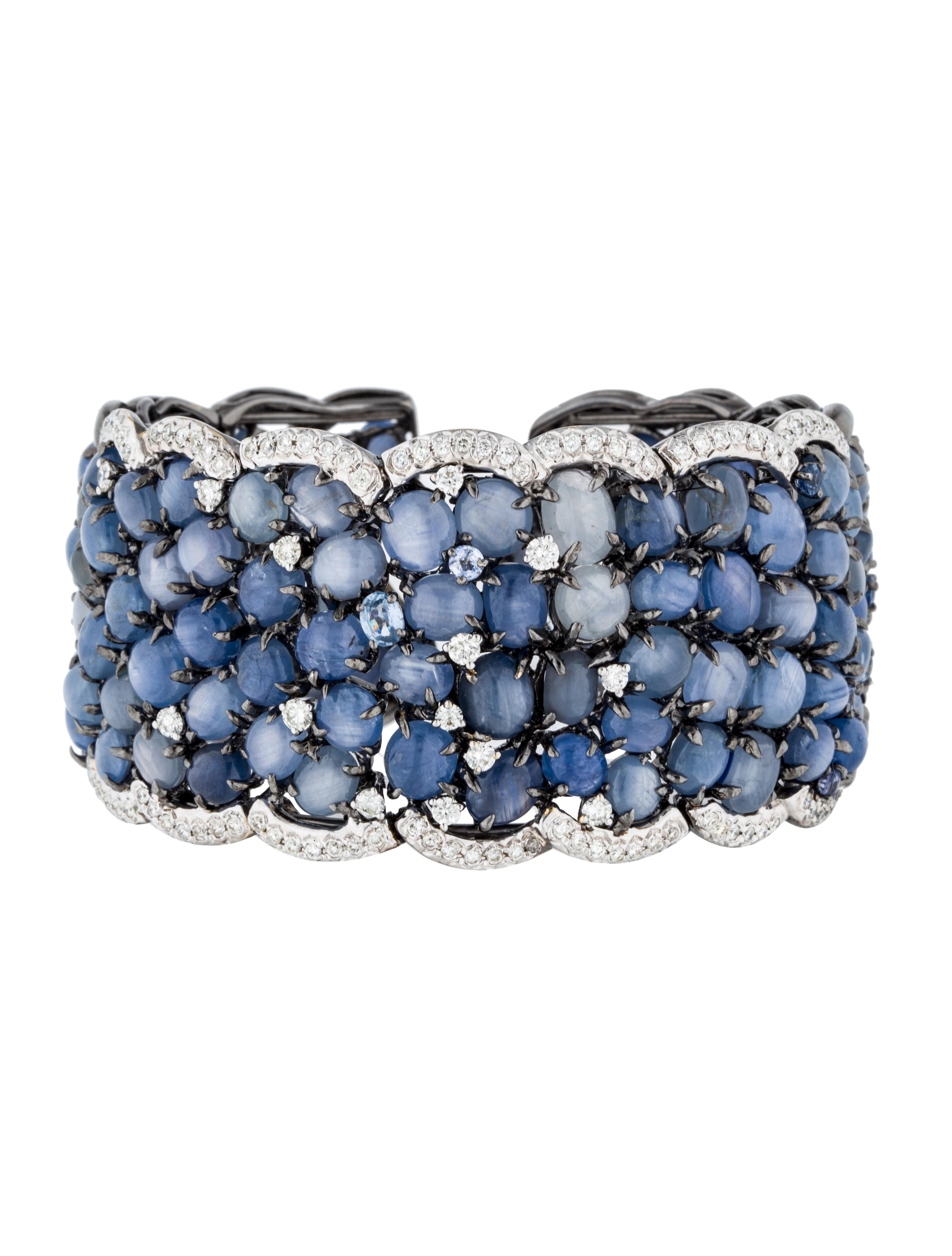 Bracelet 18K Star Sapphire & Diamond Cuff Bracelet Bracelets