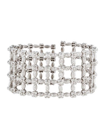 18K Diamond Quatrefoil Netted Cuff