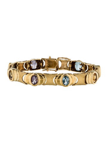 14K Amethyst, Citrine & Topaz Station Bracelet