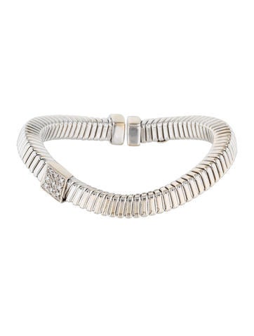 18K Diamond Station Wave Link Bracelet