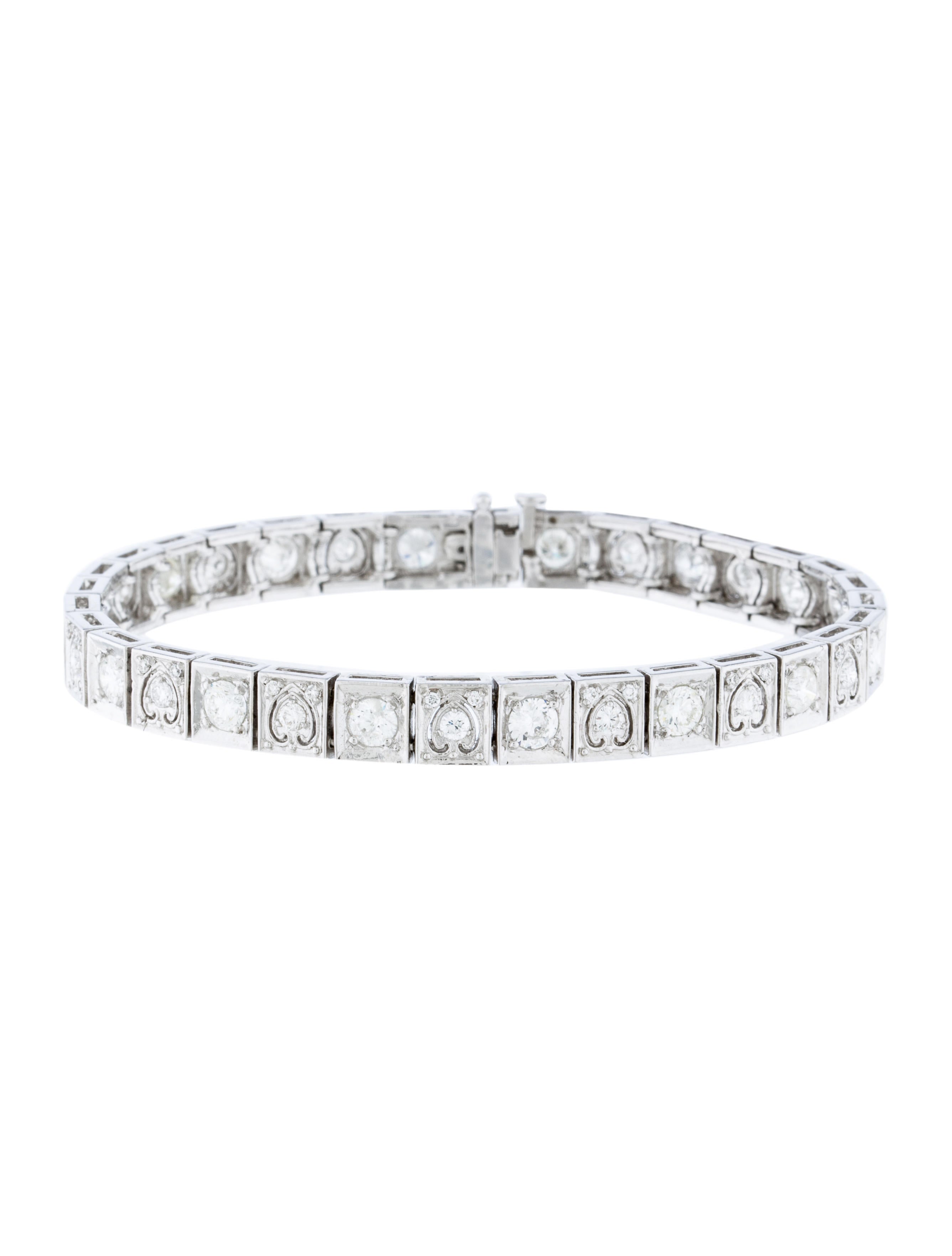 14K Diamond Heart Link Tennis Bracelet Bracelets BRACE24479 The