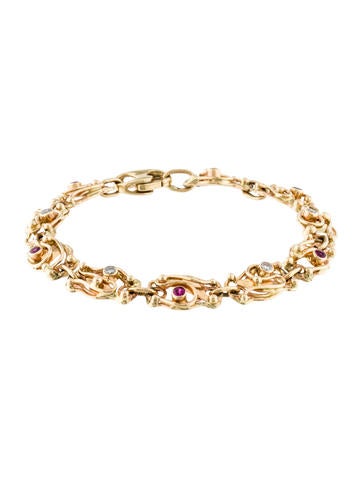 14K Diamond & Ruby Link Bracelet