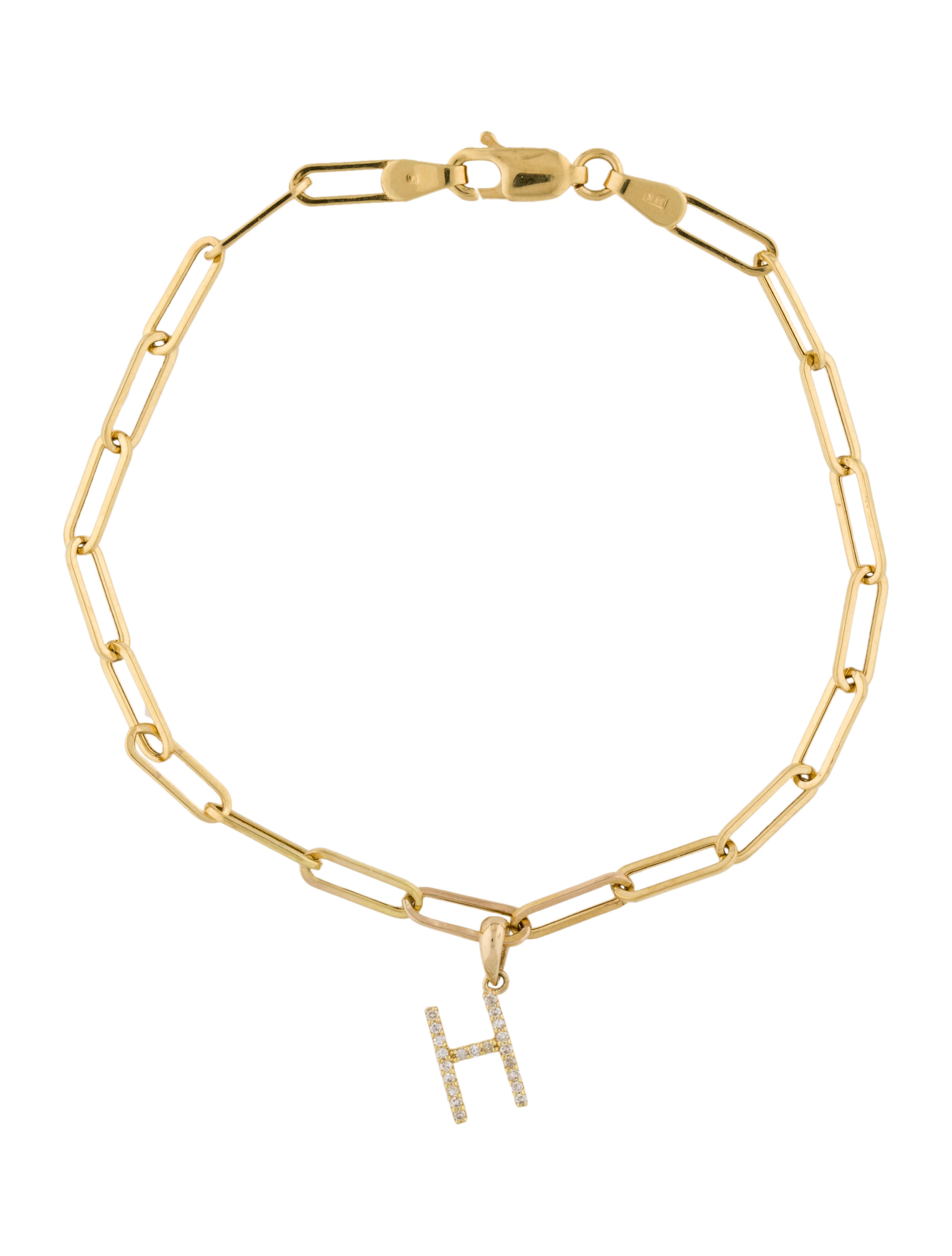 Bracelet 14K Diamond Initial 'H' Charm Bracelet Bracelets