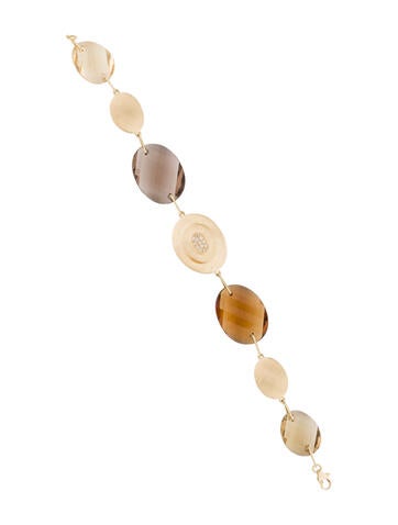 Bracelet Station Denoir 18K Diamond, Citrine & Smoky Quartz Petal