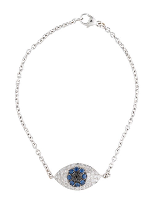 18K Sapphire & Diamond Evil Eye Bracelet white