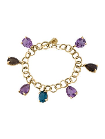 Ron Hami Charm 18K Amethyst, Topaz & Smoky Quartz Bracelet