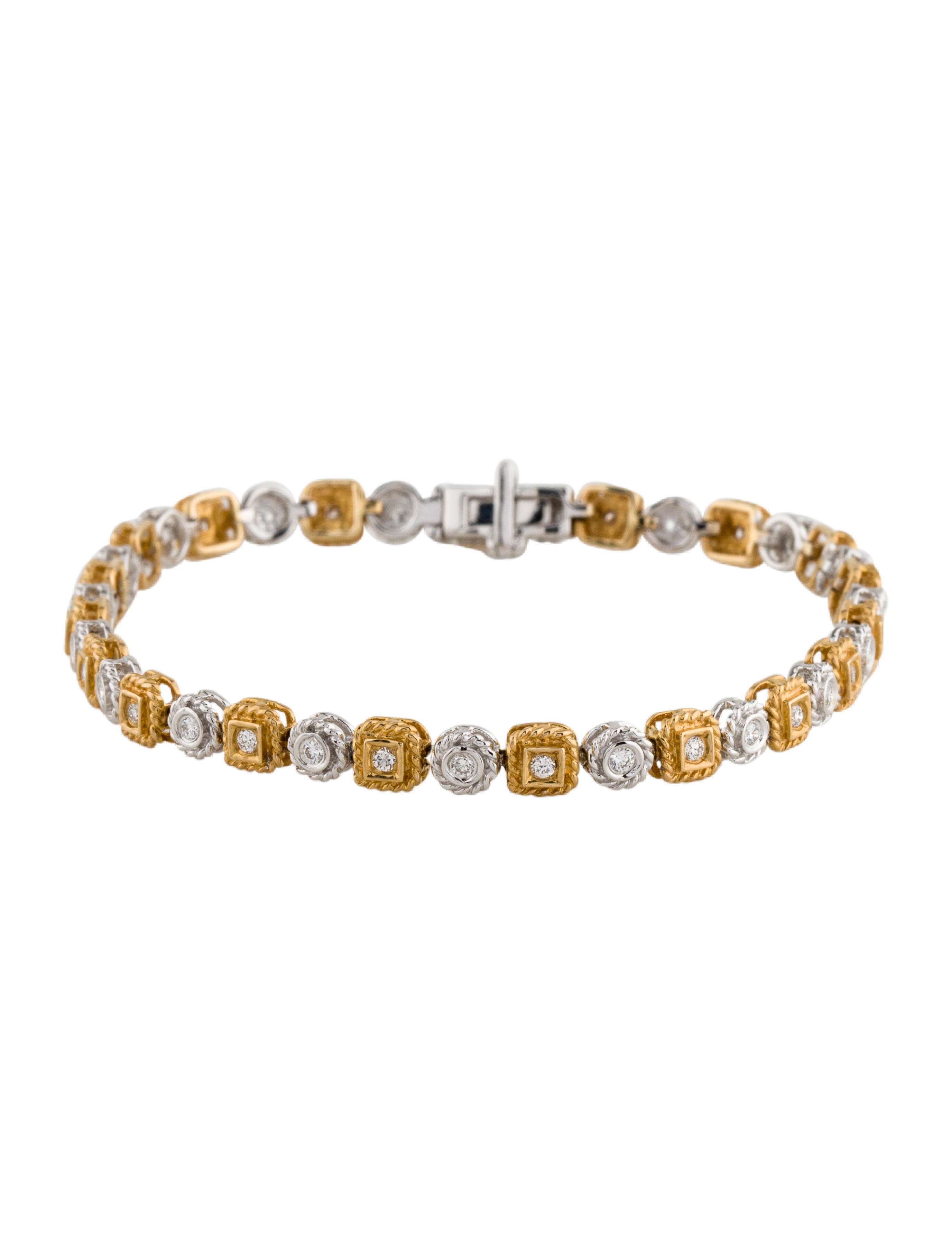 Bracelet 14K Diamond Link Bracelet 14K Yellow Gold Link, Bracelets