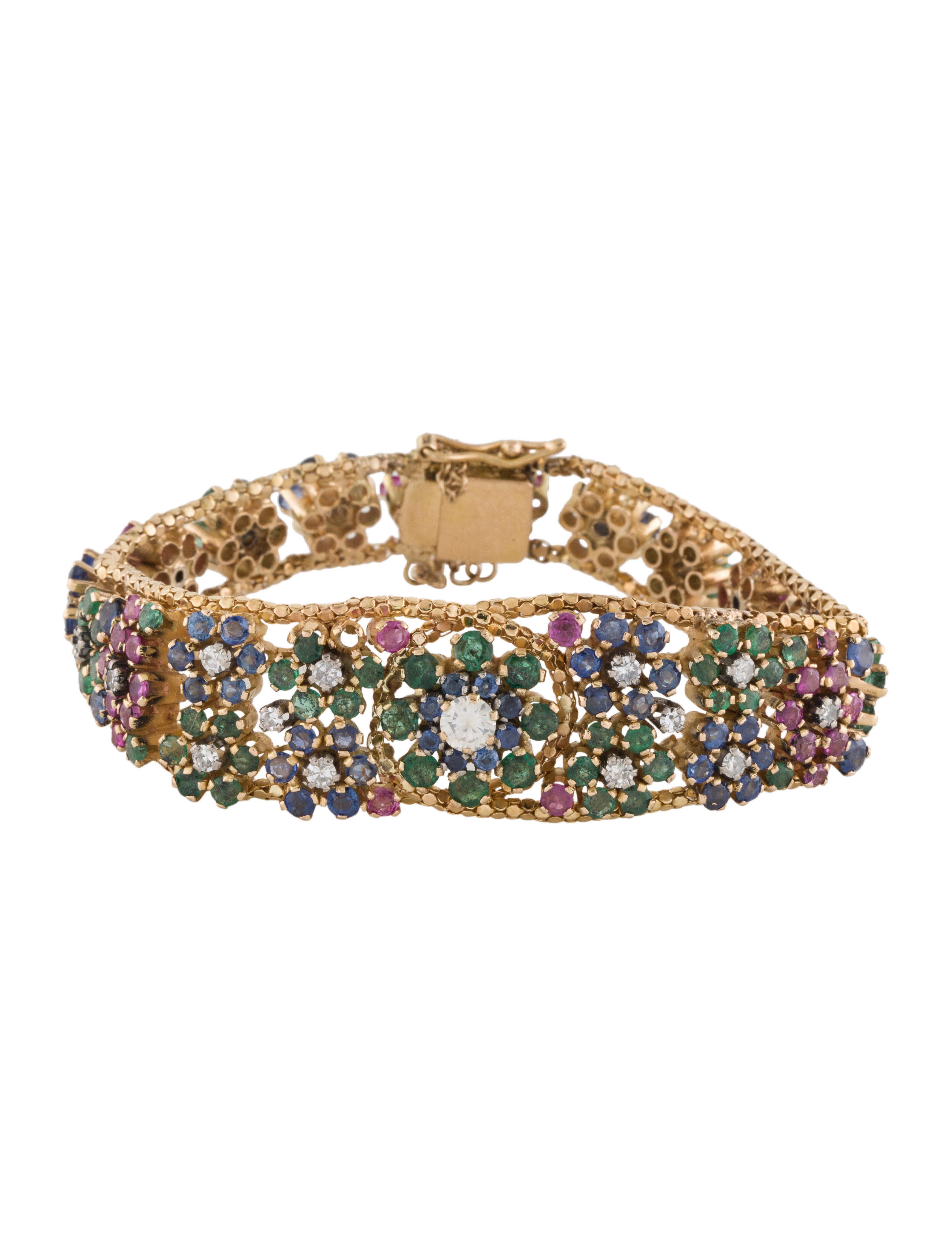 Bracelet 18K Diamond, Ruby, Sapphire & Emerald Bracelet