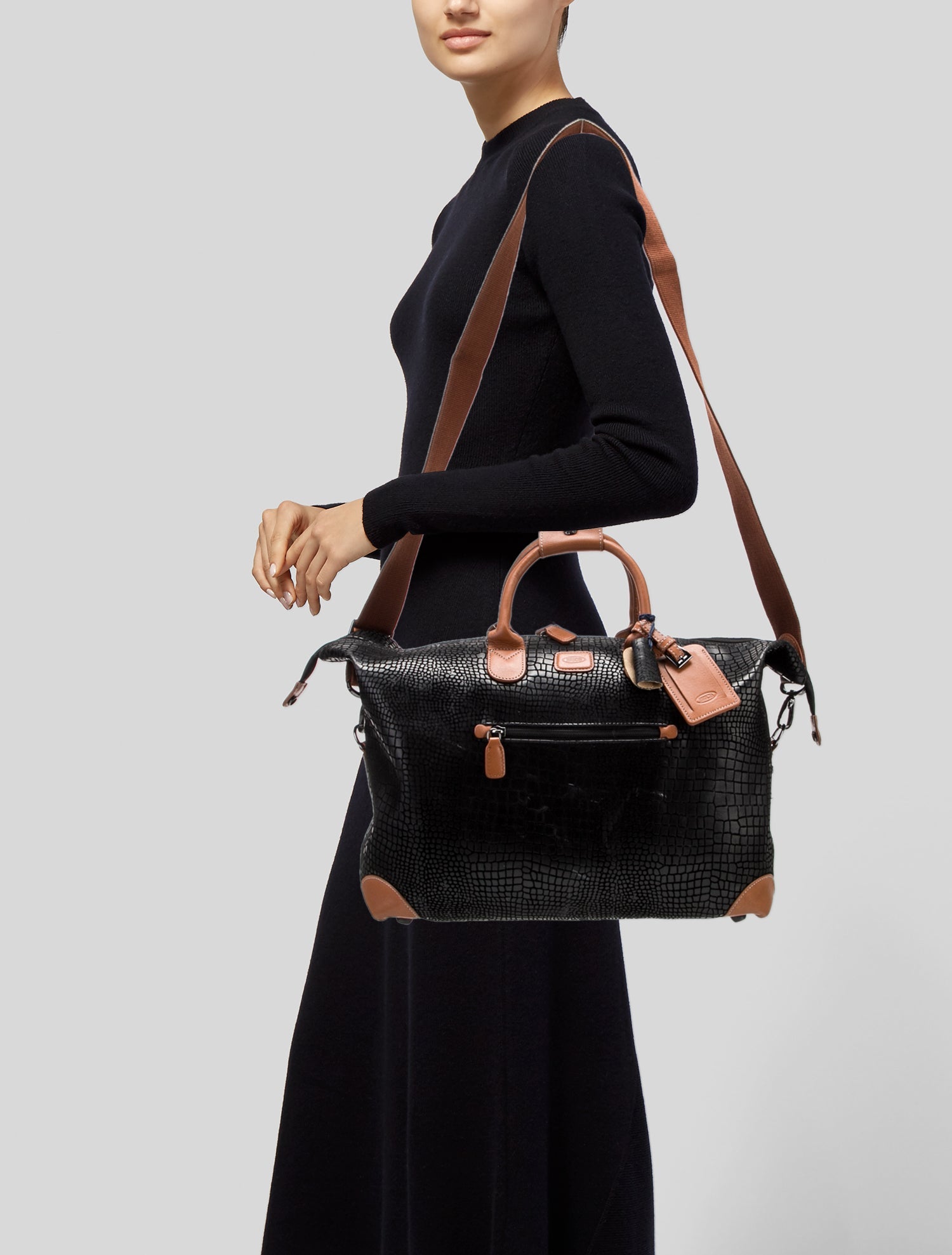 Bric's Embossed Leather Weekender Bag