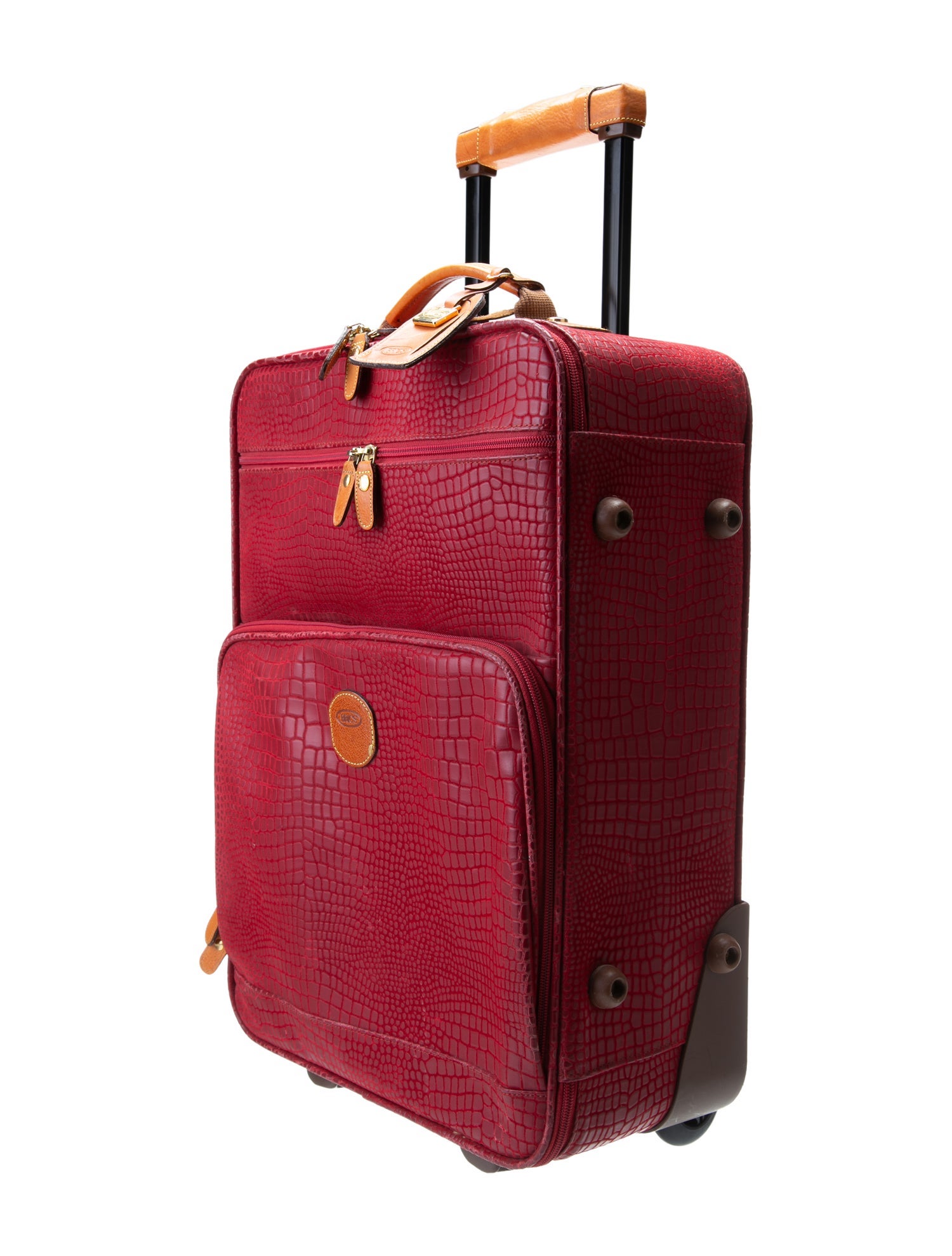 Bric's Embossed Leather Rolling Suitcase.