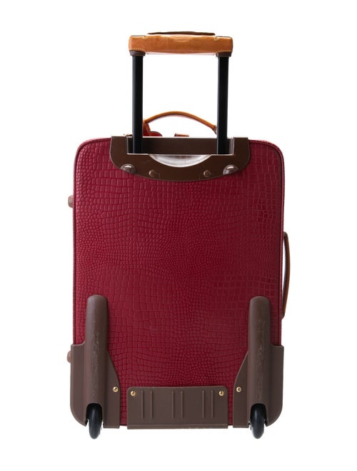 Bric's Embossed Leather Rolling Suitcase.