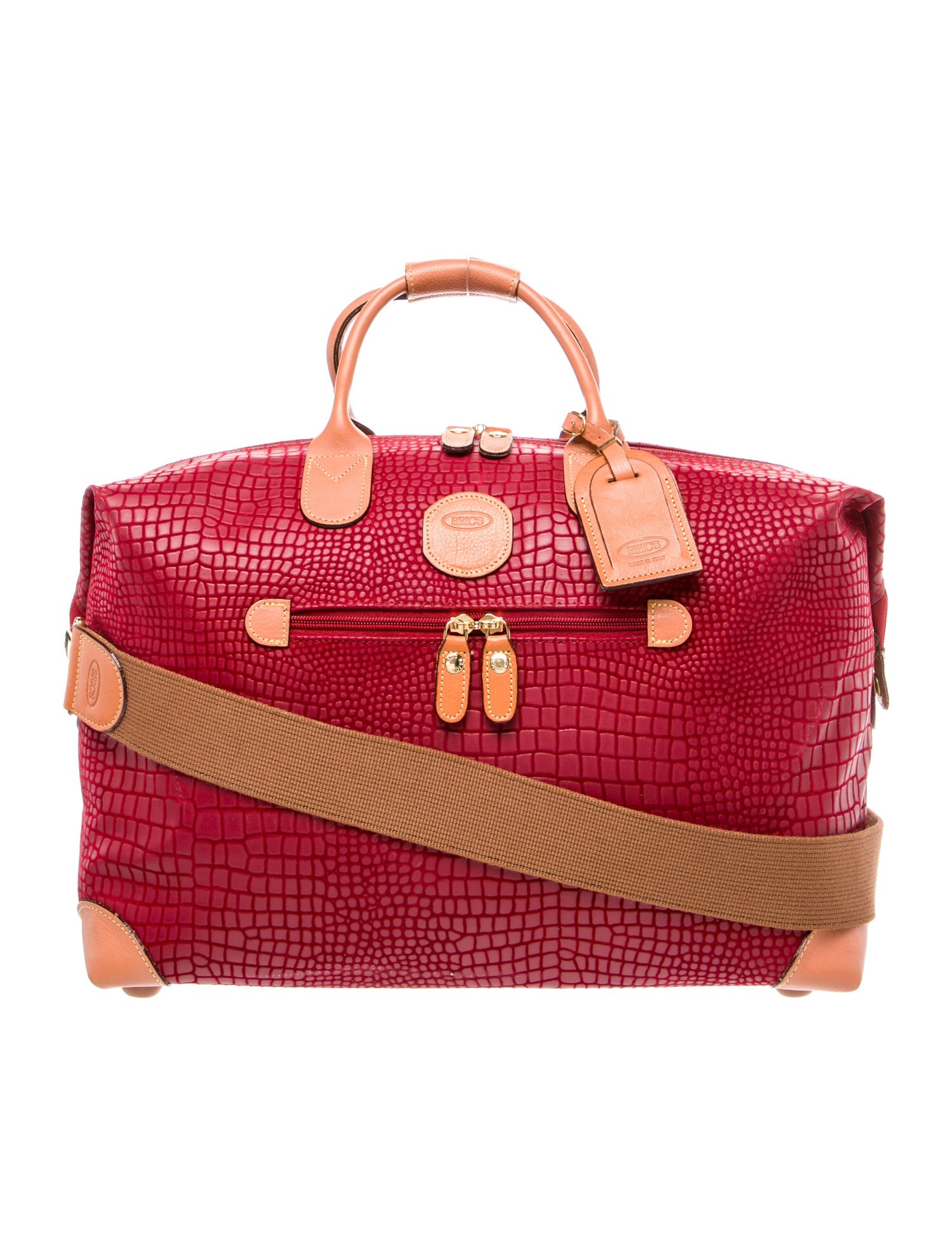 Bric's Embossed Leather Weekender Bag