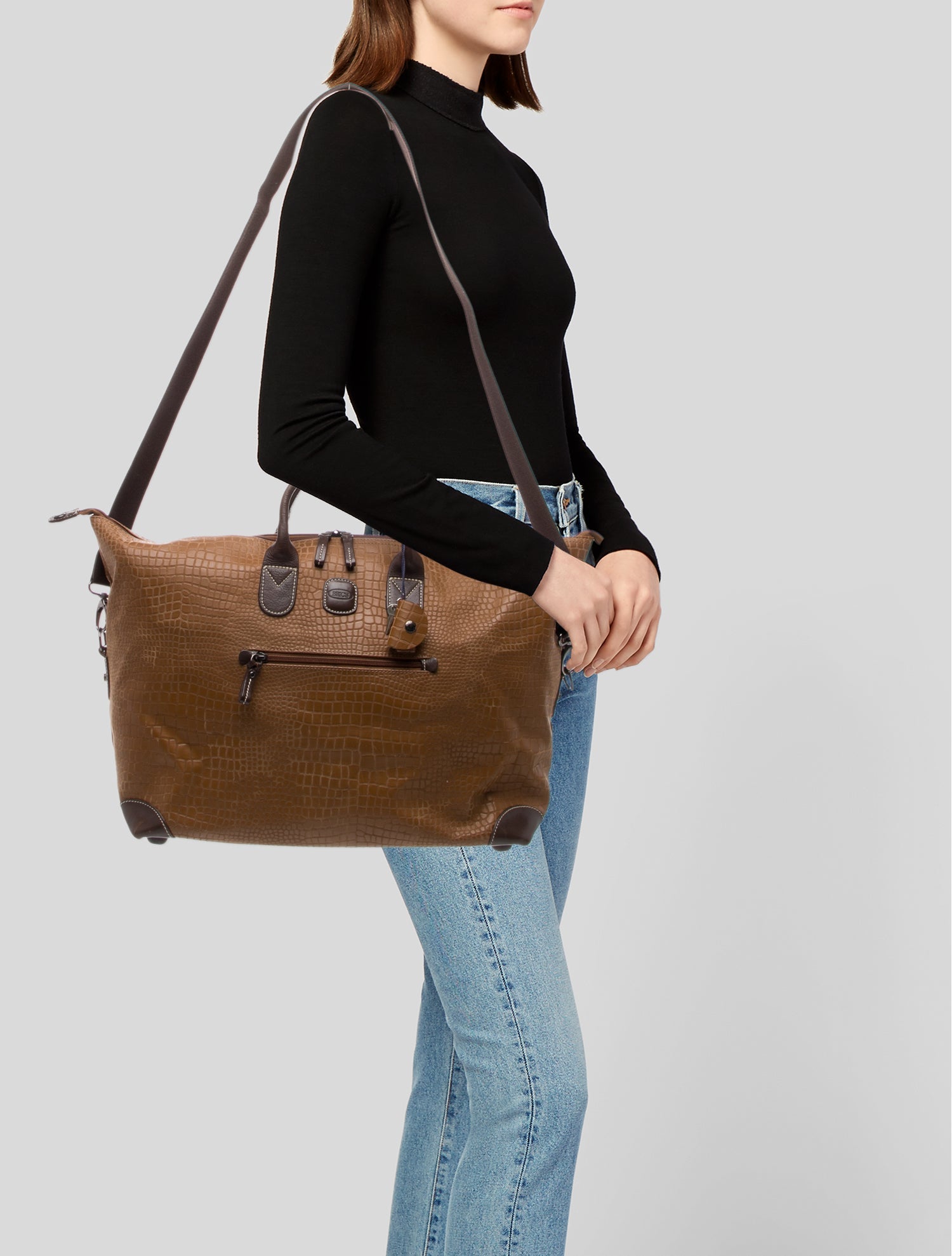 Bric's Embossed Leather Weekender Bag