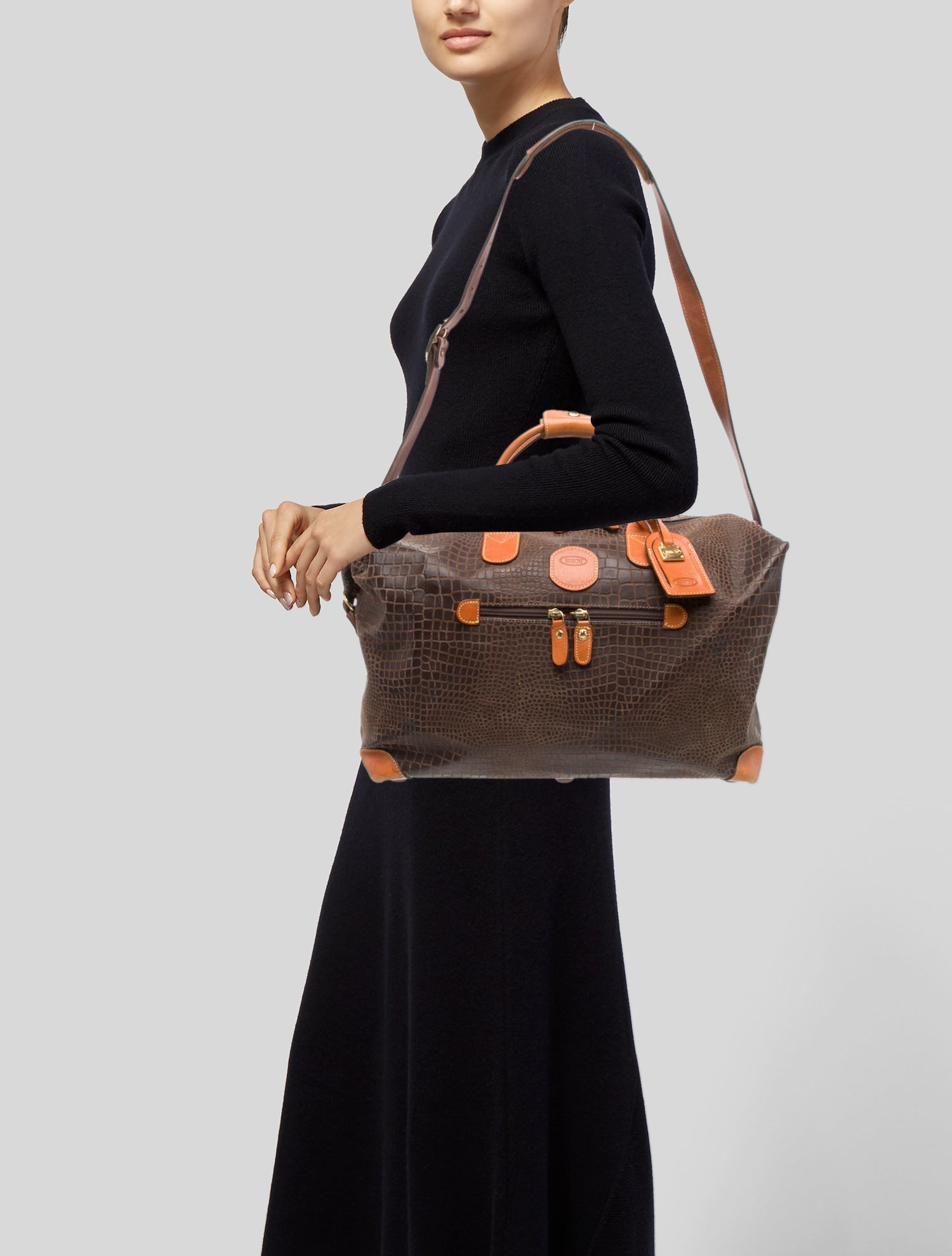 Bric's Embossed Leather Weekender Bag