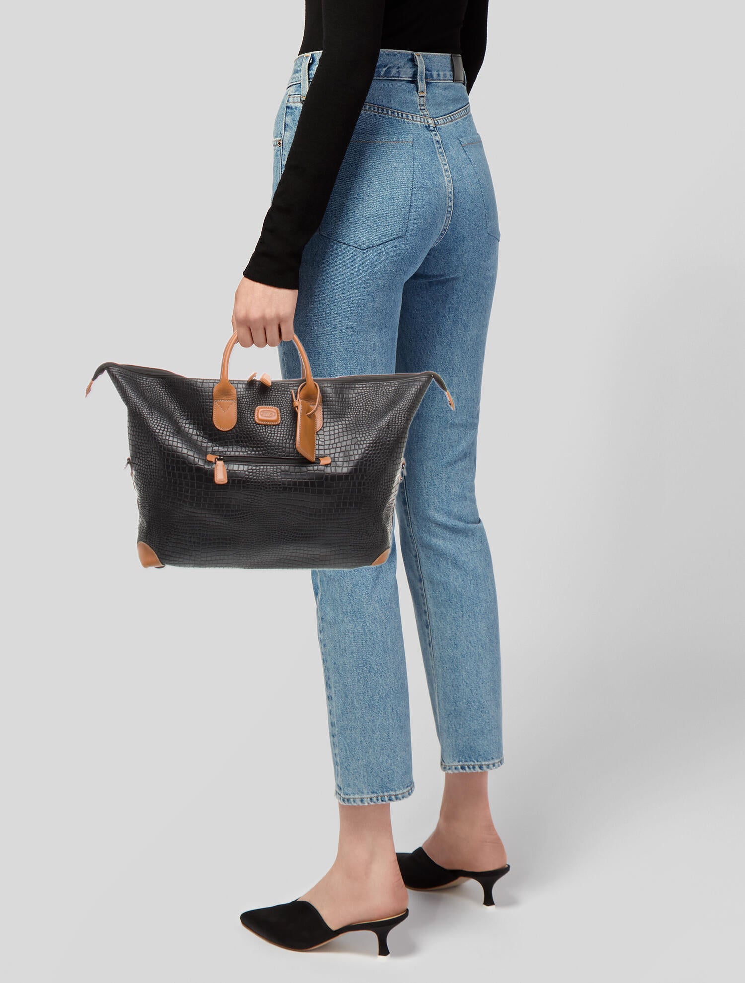 Bric's Embossed Leather Tote Bag