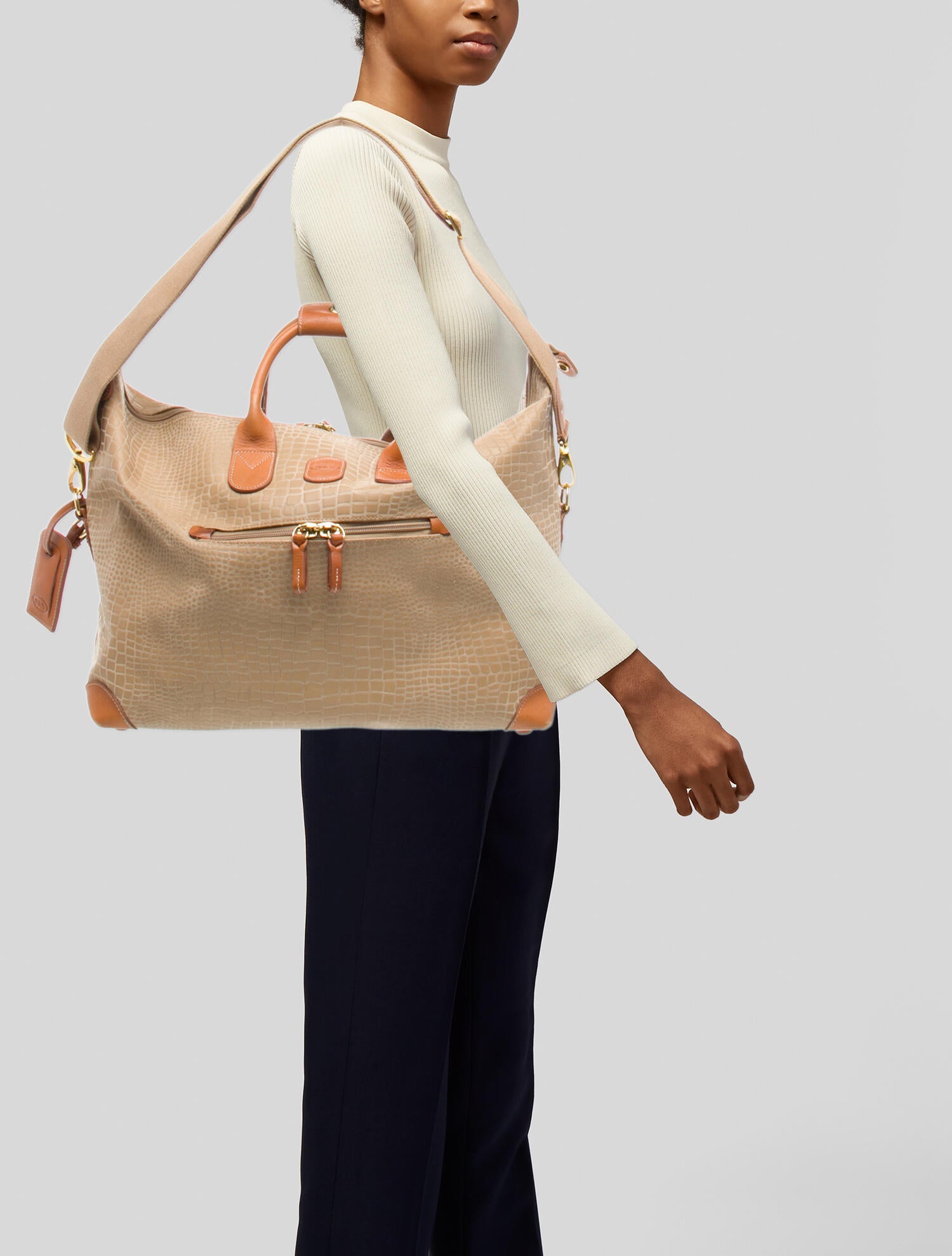 Bric's Embossed Leather Tote Bag