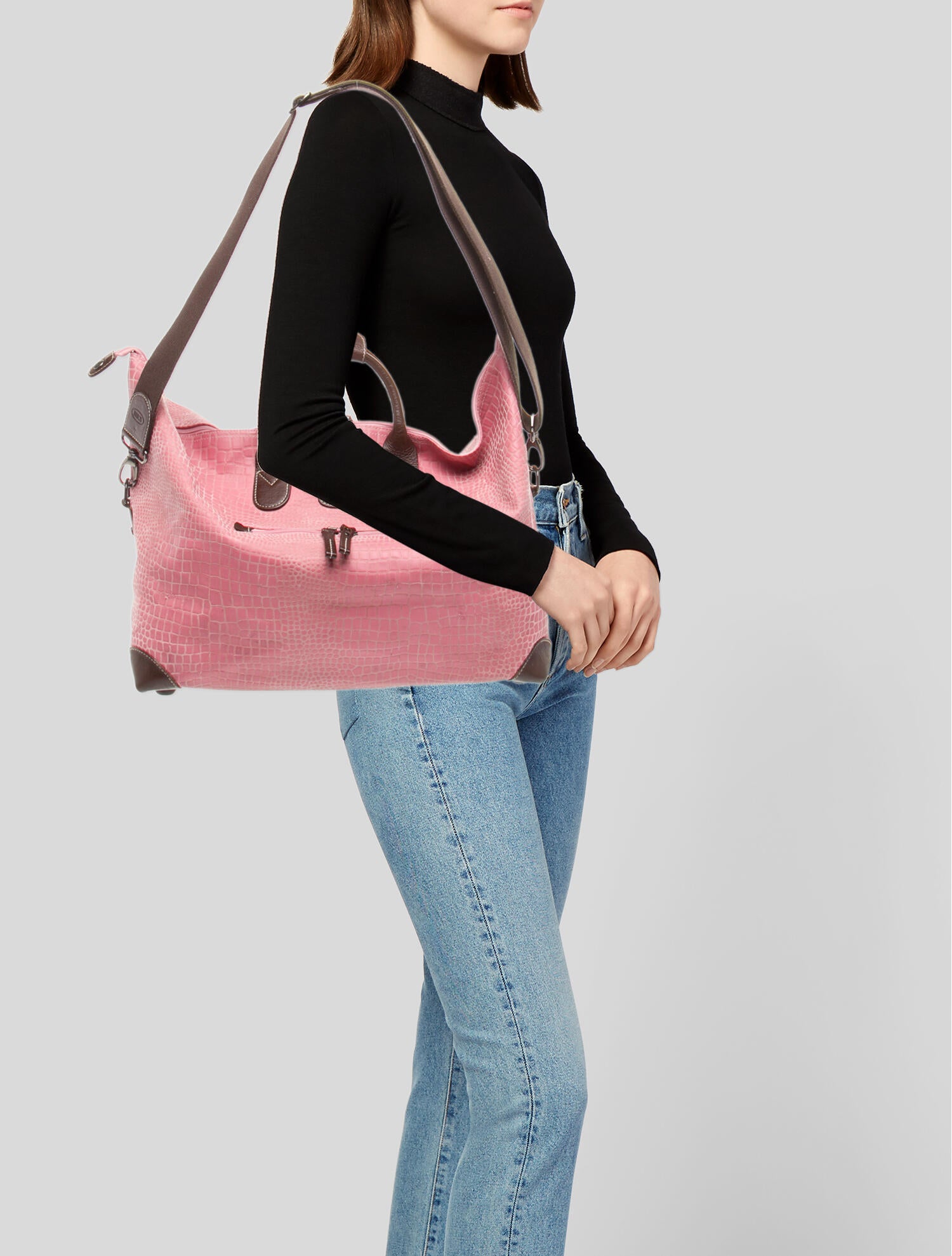 Bric's Embossed Leather Tote Bag