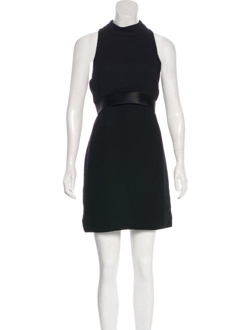 Brandon Maxwell Satin-Trimmed Mini Dress Black