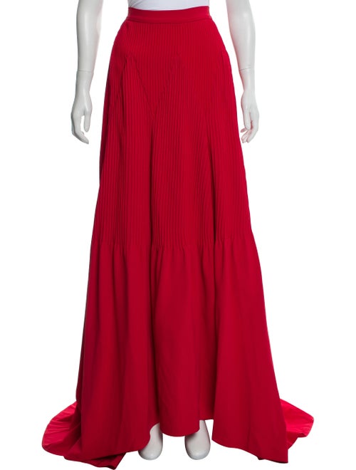 Brandon Maxwell Pleated Maxi Skirt w/ Tags Red