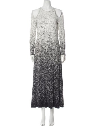 Brandon Maxwell Floral Print Long Dress