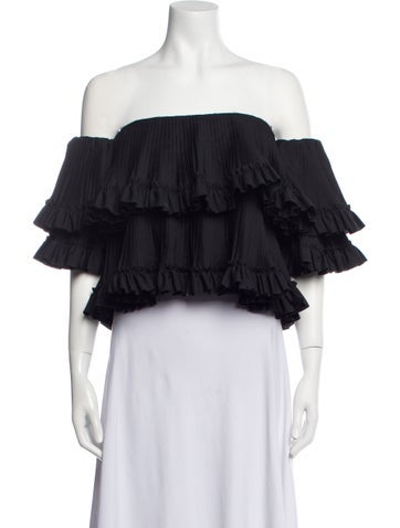 Brandon Maxwell Tops Off-The-Shoulder Three-Quarter Sleeve Crop Top US 2 | XS