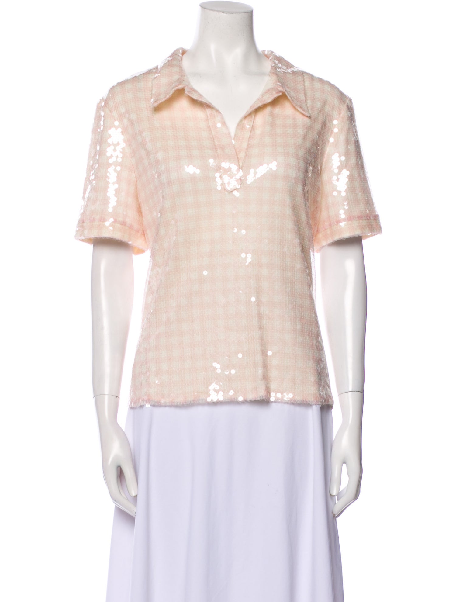 Brandon Maxwell V-Neck Short Sleeve Top