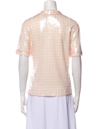 Brandon Maxwell V-Neck Short Sleeve Top