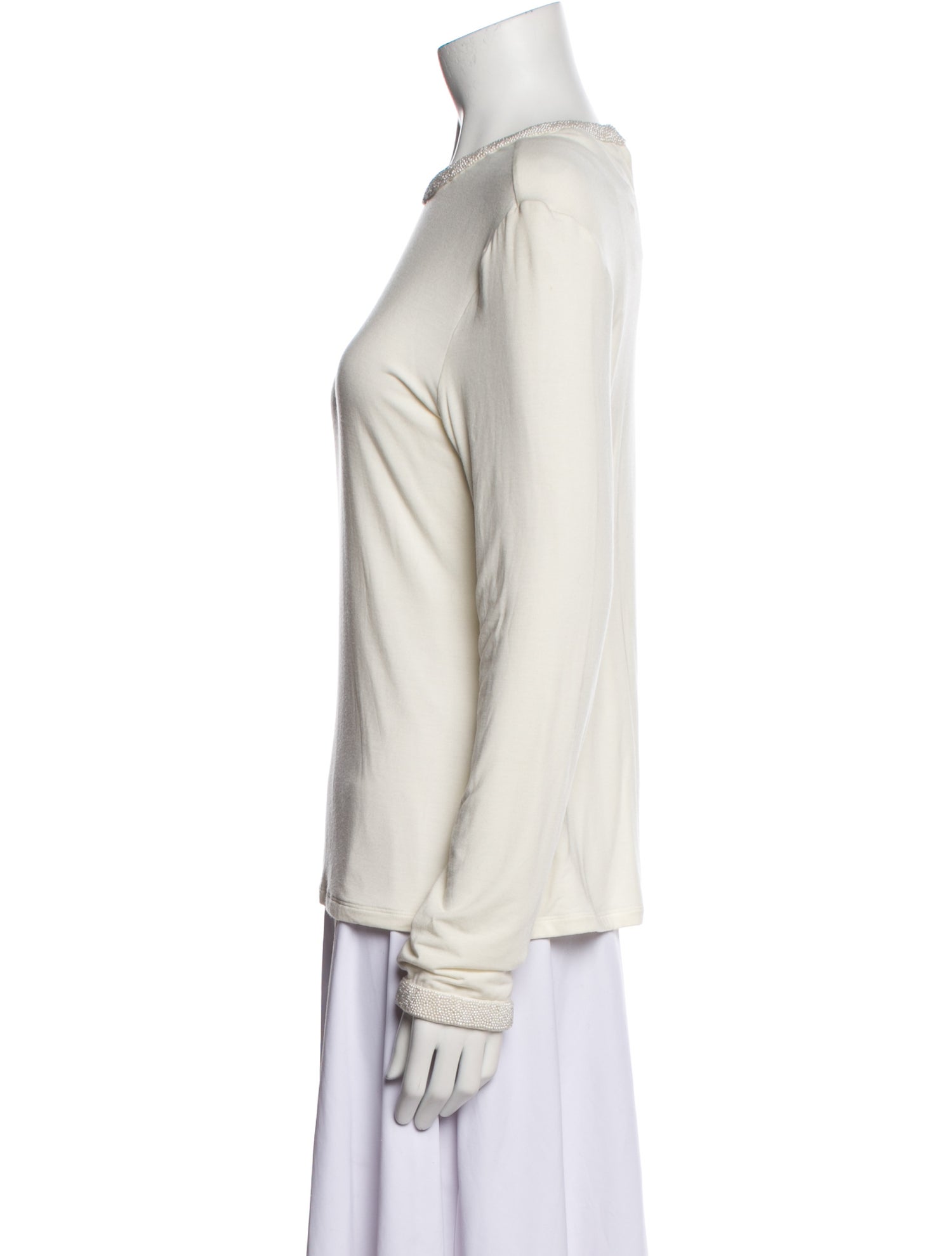 Brandon Maxwell Bateau Neckline Long Sleeve Top